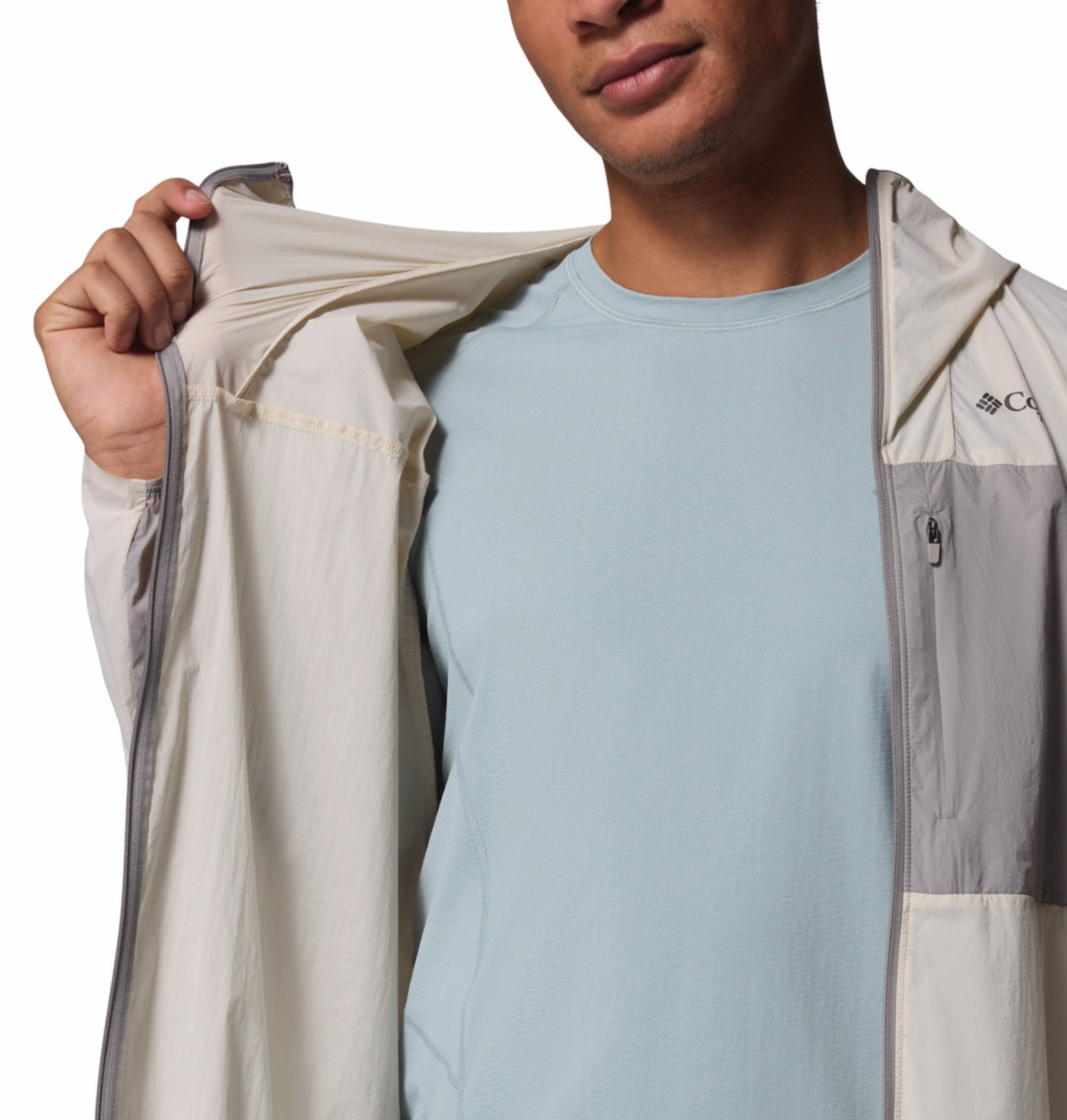 Columbia Men Beige Omni-Shade Khyex Pro Lightweight Windbreaker