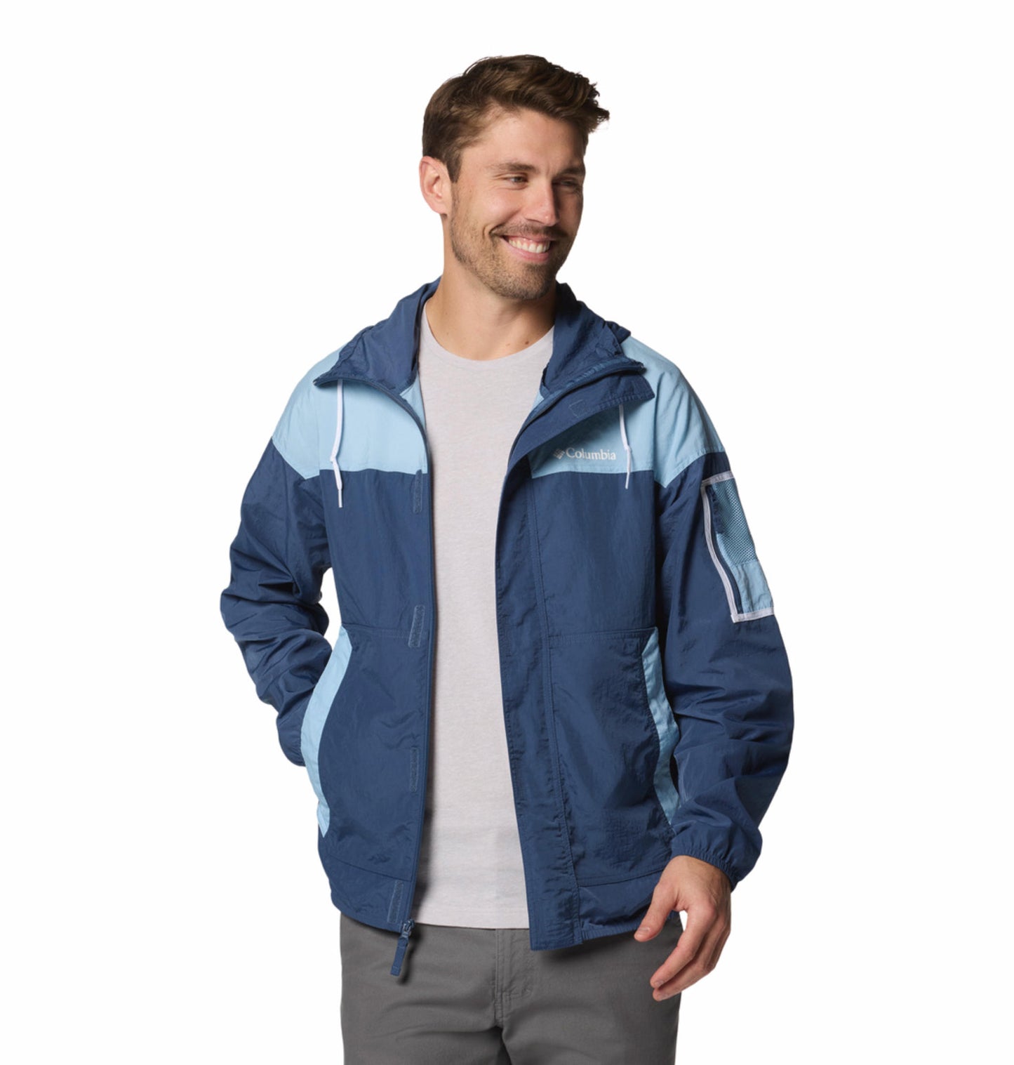 Columbia Mens Navy Blue Omni-Shield Challenger II Wind and Water Resistant Jacket