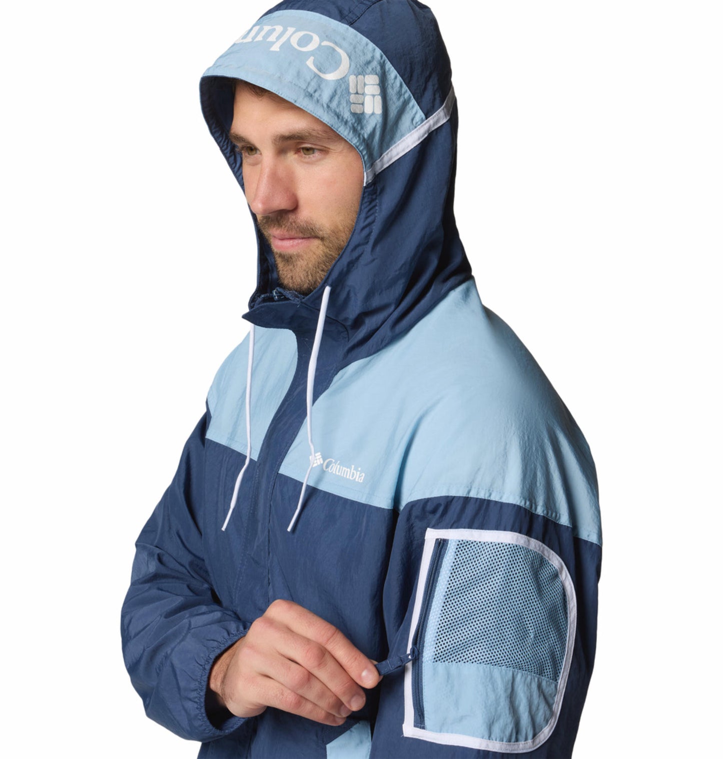 Columbia Mens Navy Blue Omni-Shield Challenger II Wind and Water Resistant Jacket