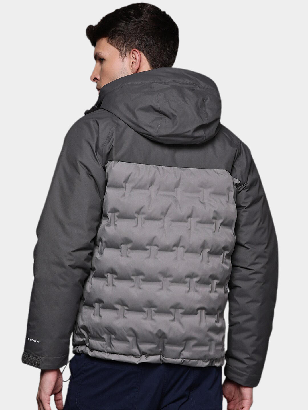 Columbia Men Grey Grand Trek II Down Hooded Jacket