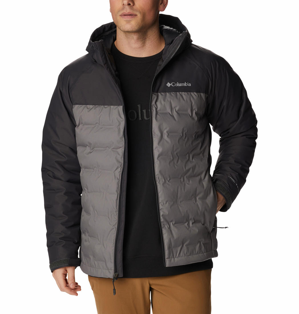 Columbia Men Grey Grand Trek II Down Hooded Jacket