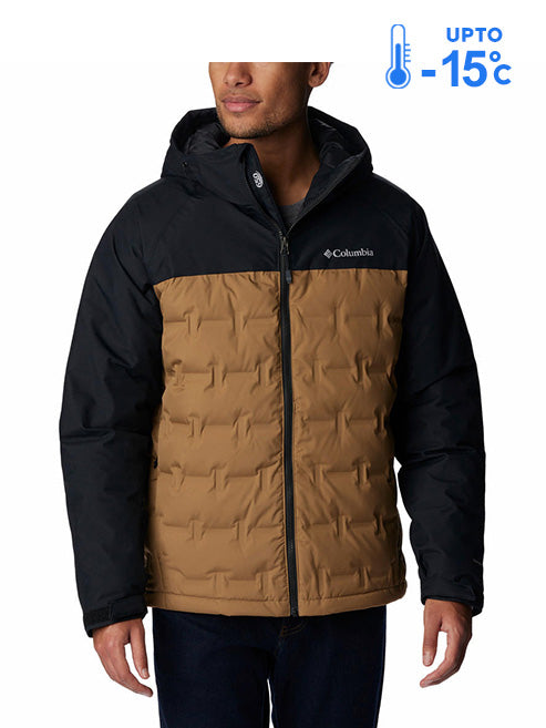 Columbia Men Brown Omni-Heat Inifnity Grand Trek II Hooded Down Jacket