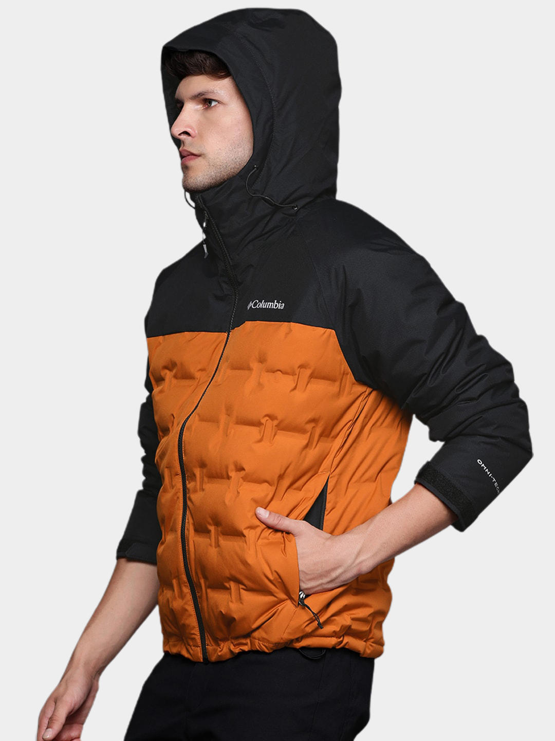Columbia Men Orange Grand Trek II Down Hooded Jacket
