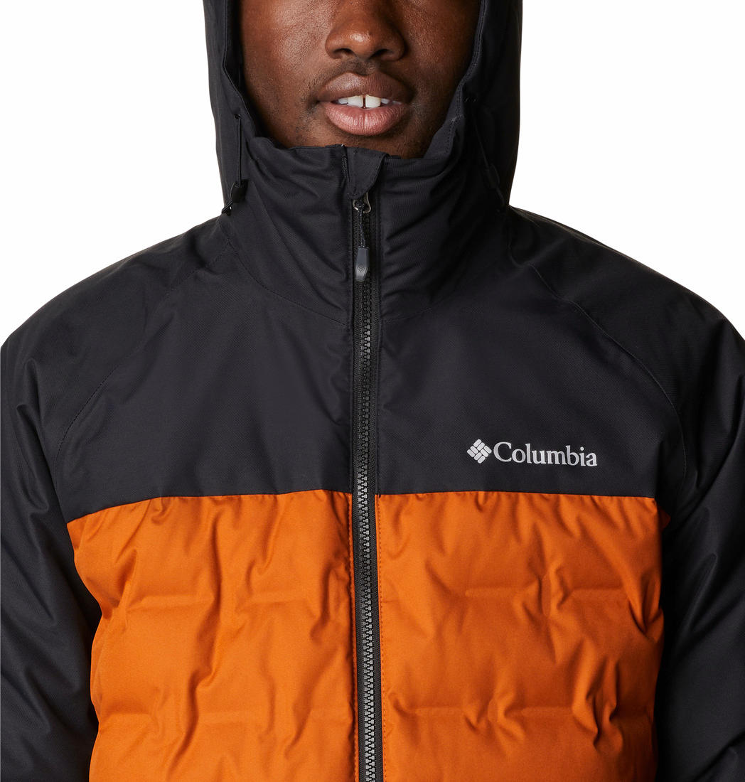Columbia Men Orange Grand Trek II Down Hooded Jacket