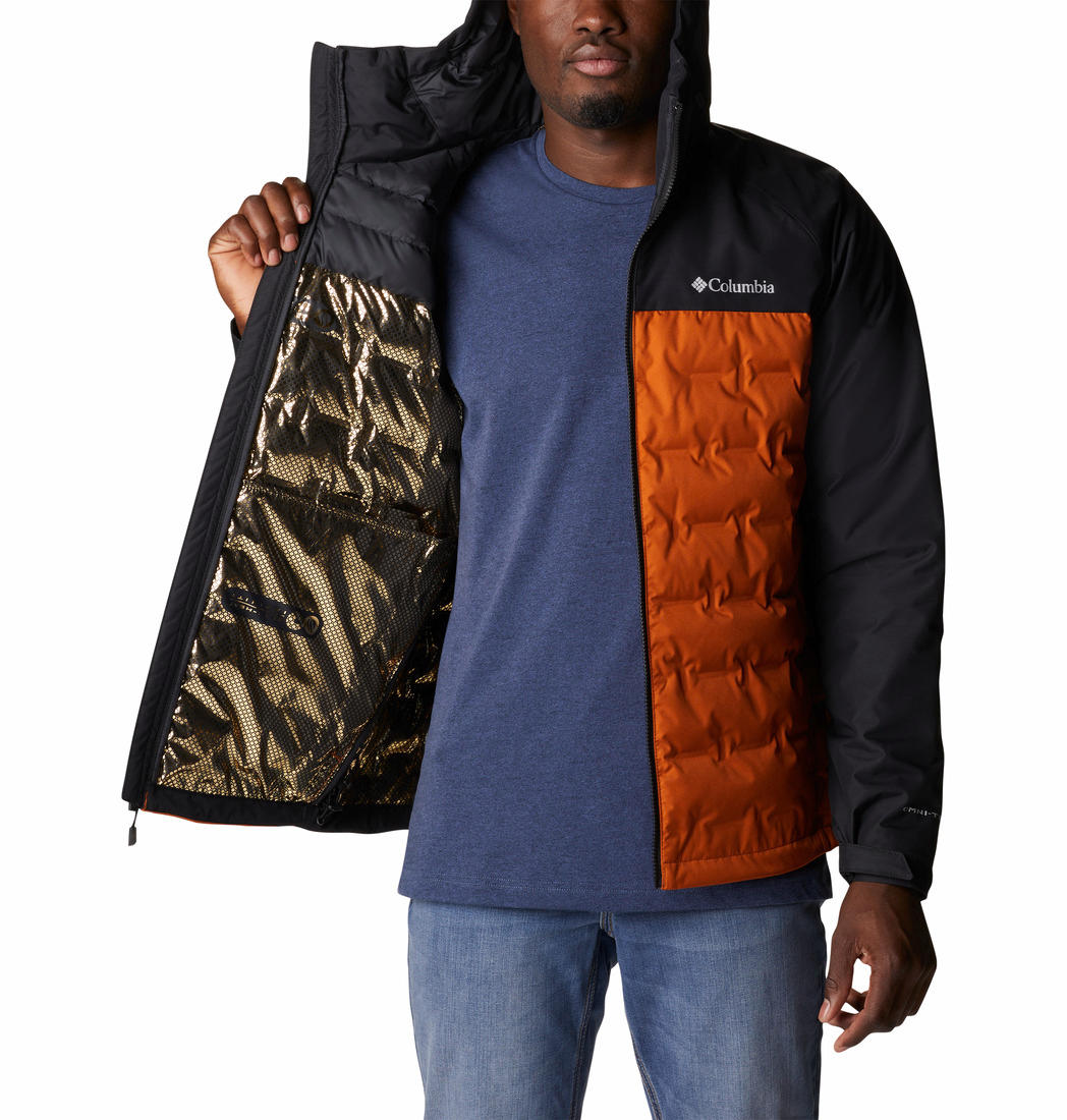 Columbia Men Orange Grand Trek II Down Hooded Jacket
