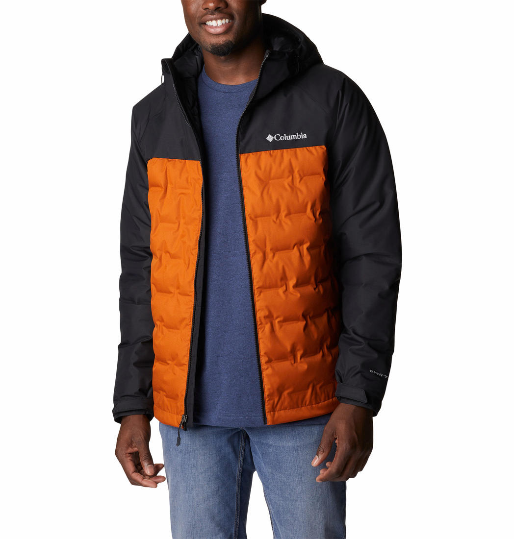 Columbia Men Orange Grand Trek II Down Hooded Jacket