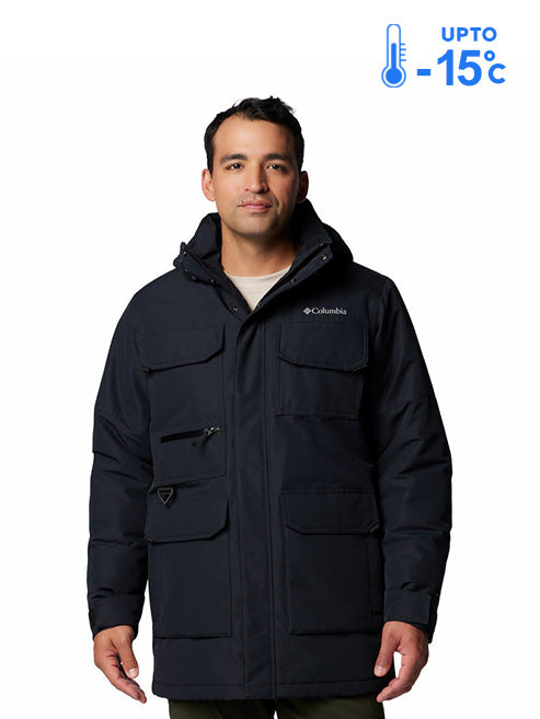 Columbia Men Black Omni-Heat Inifnity Landroamer II Parka Hooded Down Jacket