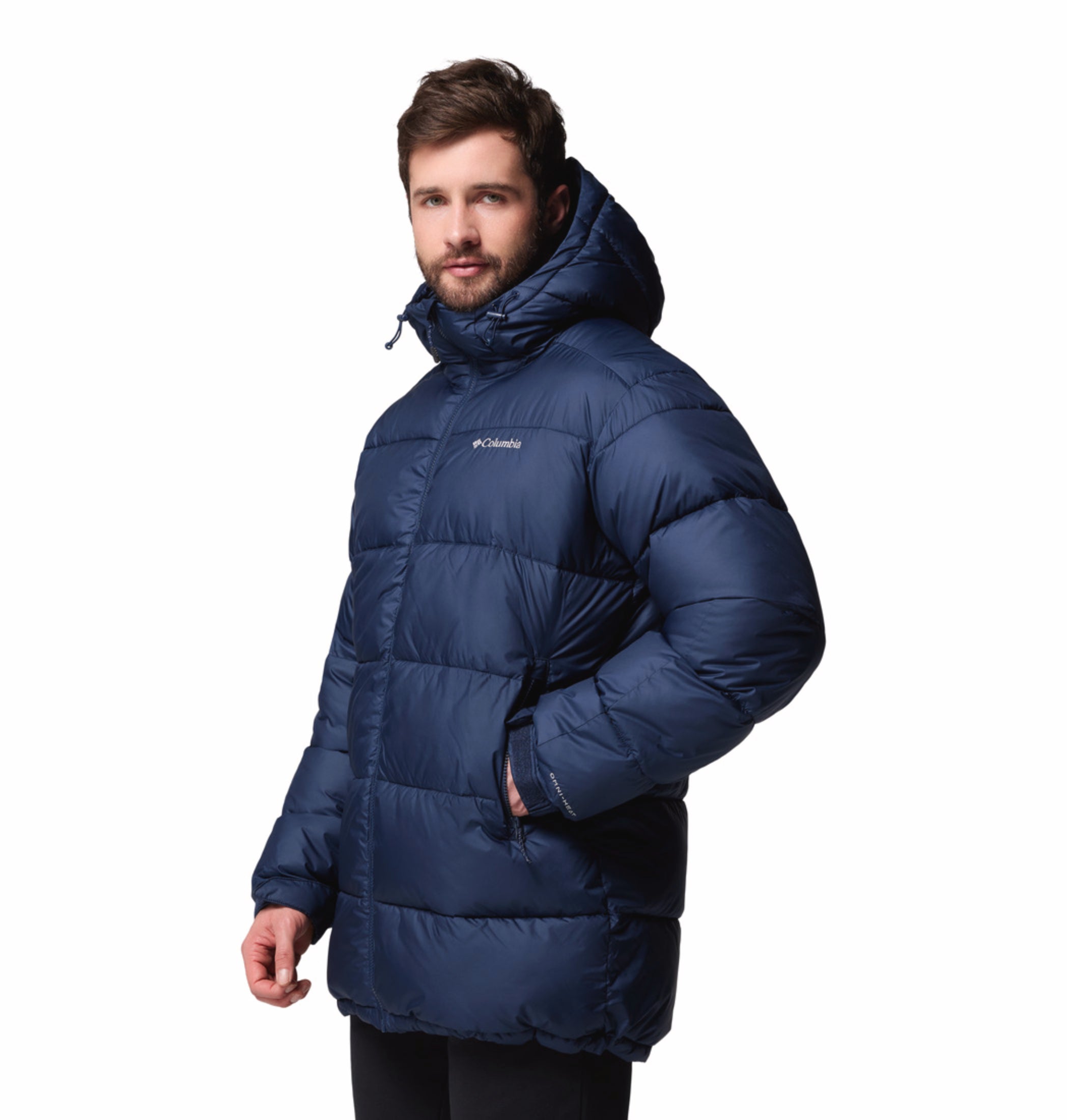 Columbia Men Navy Blue OmniHeat Reflective Pike Lake Parka Jacket