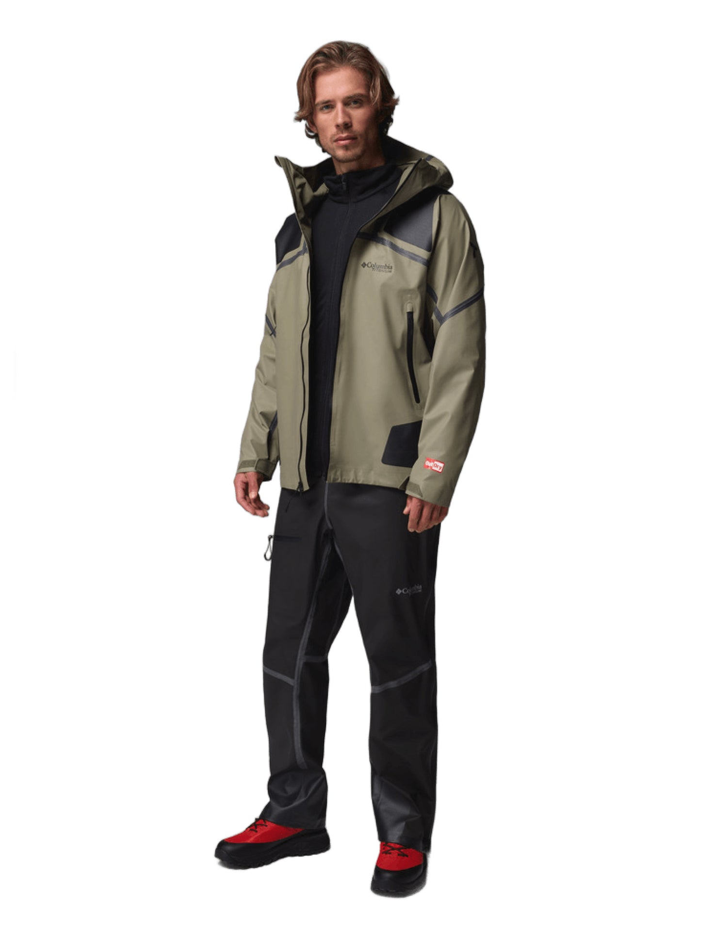 Columbia Men Olive Green OutDry Whistler Peak Shell Rain Jacket