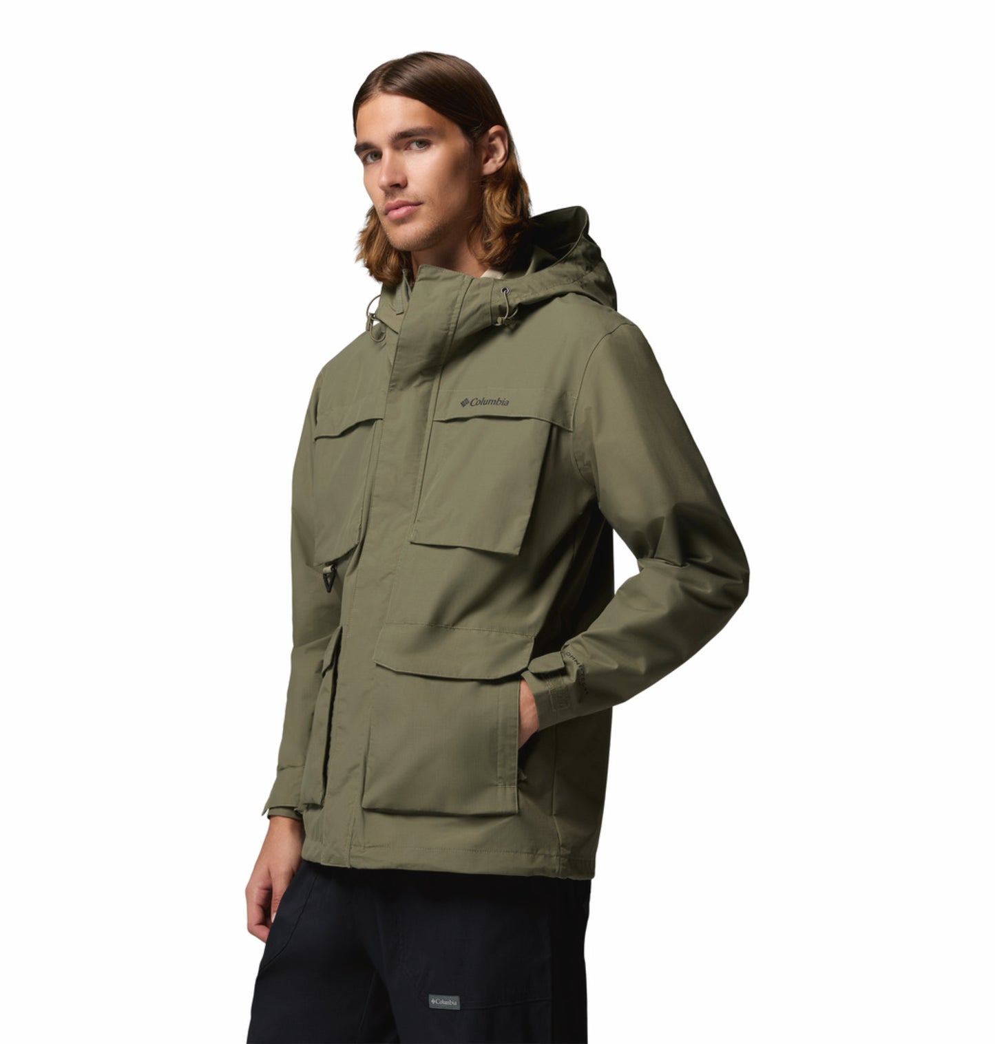 Columbia Men Olive Green Omni-Tech Landroamer II Rain Jacket