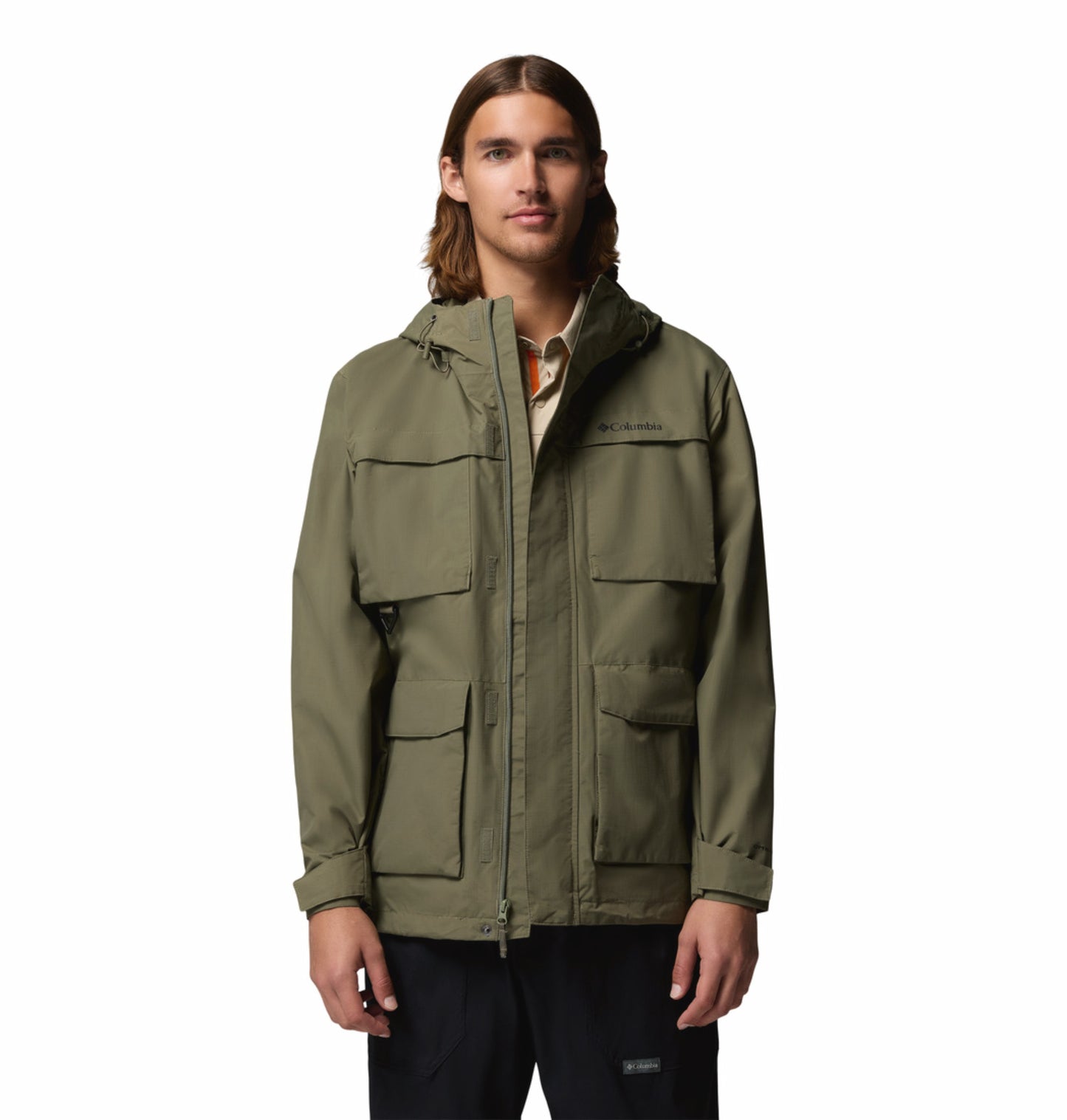 Columbia Men Olive Green Omni-Tech Landroamer II Rain Jacket
