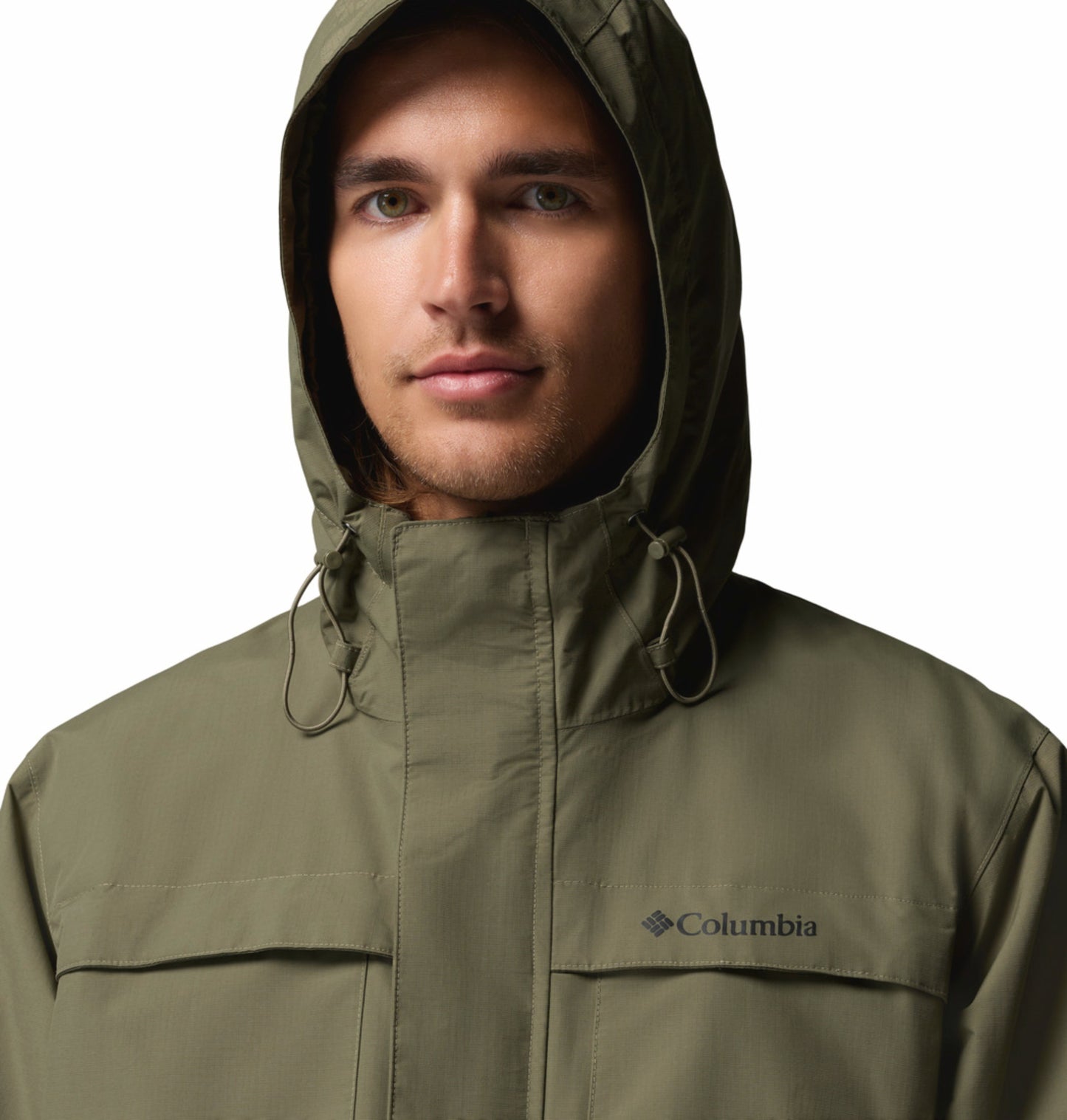 Columbia Men Olive Green Omni-Tech Landroamer II Rain Jacket