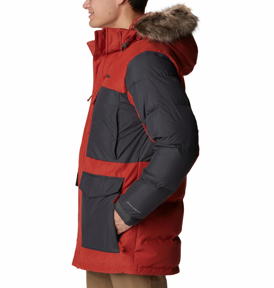 A Men Wearing Columbia Men Orange Marquam Peak Fusion Parka