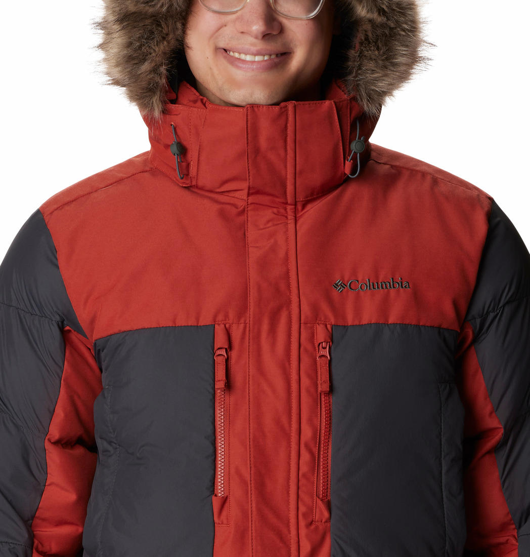 A Men Wearing Columbia Men Orange Marquam Peak Fusion Parka