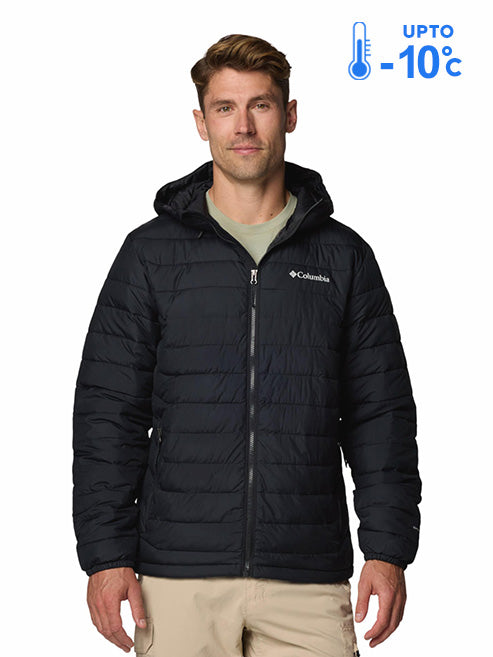 Columbia Men Black Omni-Heat Reflective Powder Lite II Hooded Down Jacket