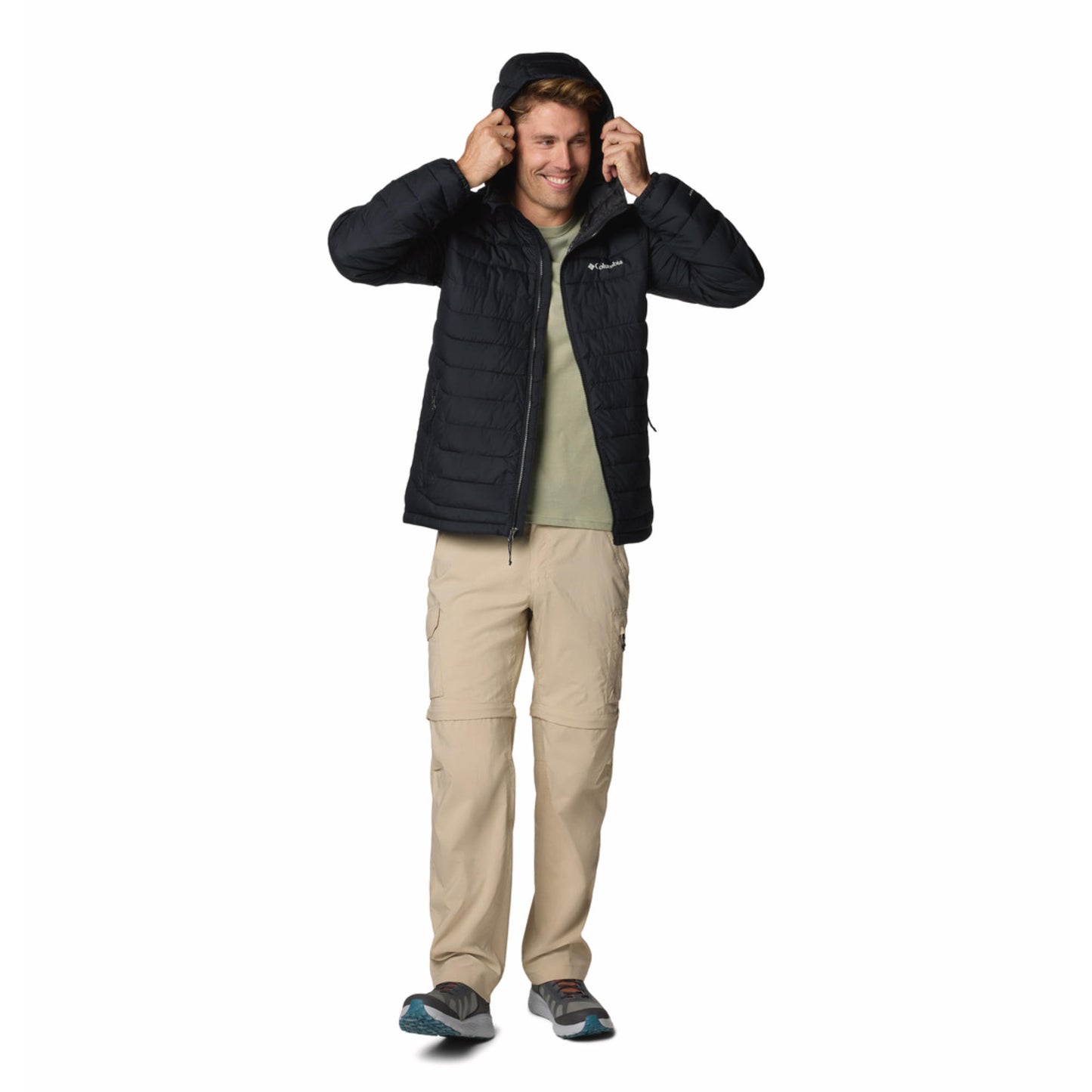 Columbia Men Black Omni-Heat Reflective Powder Lite II Hooded Down Jacket