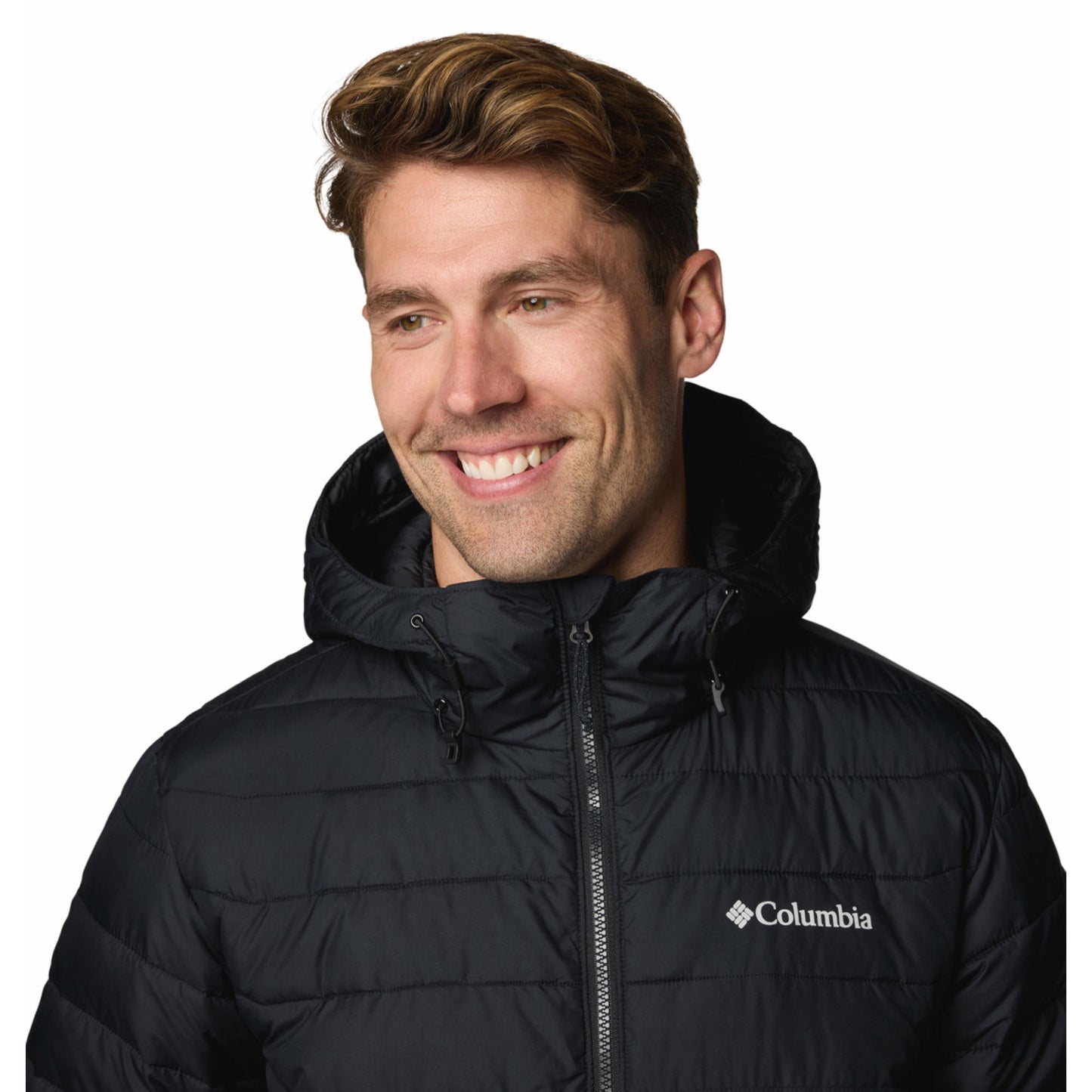 Columbia Men Black Omni-Heat Reflective Powder Lite II Hooded Down Jacket