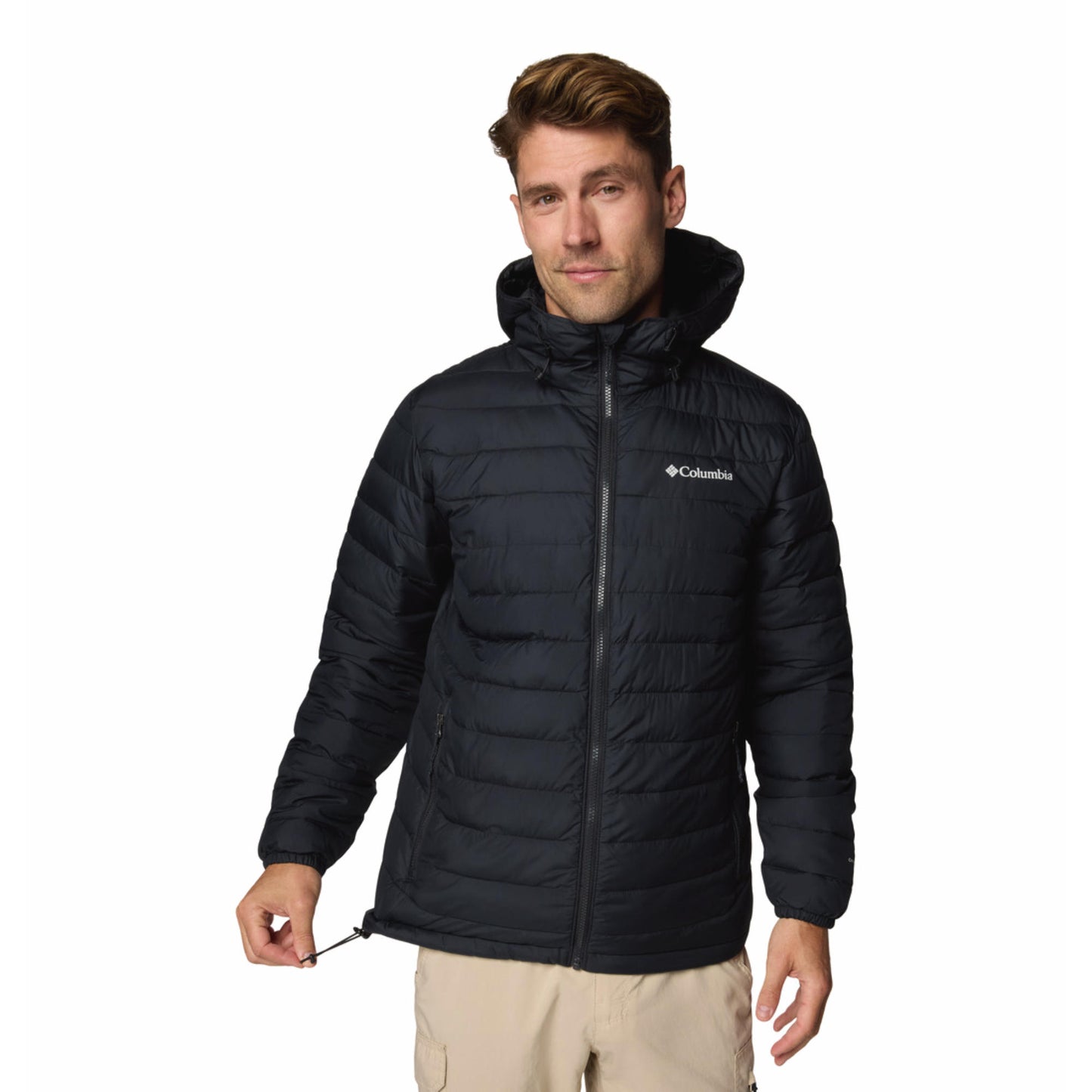Columbia Men Black Omni-Heat Reflective Powder Lite II Hooded Down Jacket