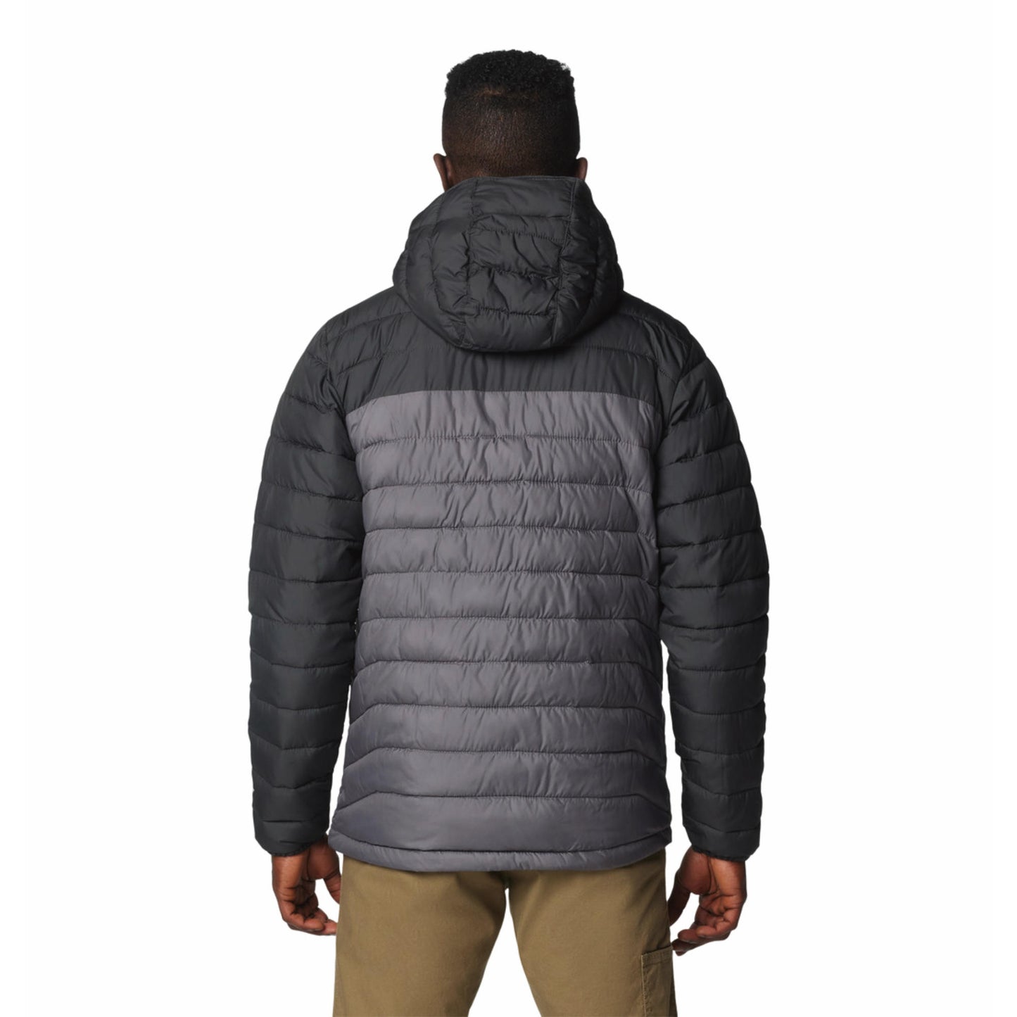 Columbia Men Grey Omni-Heat Reflective Powder Lite II Hooded Down Jacket