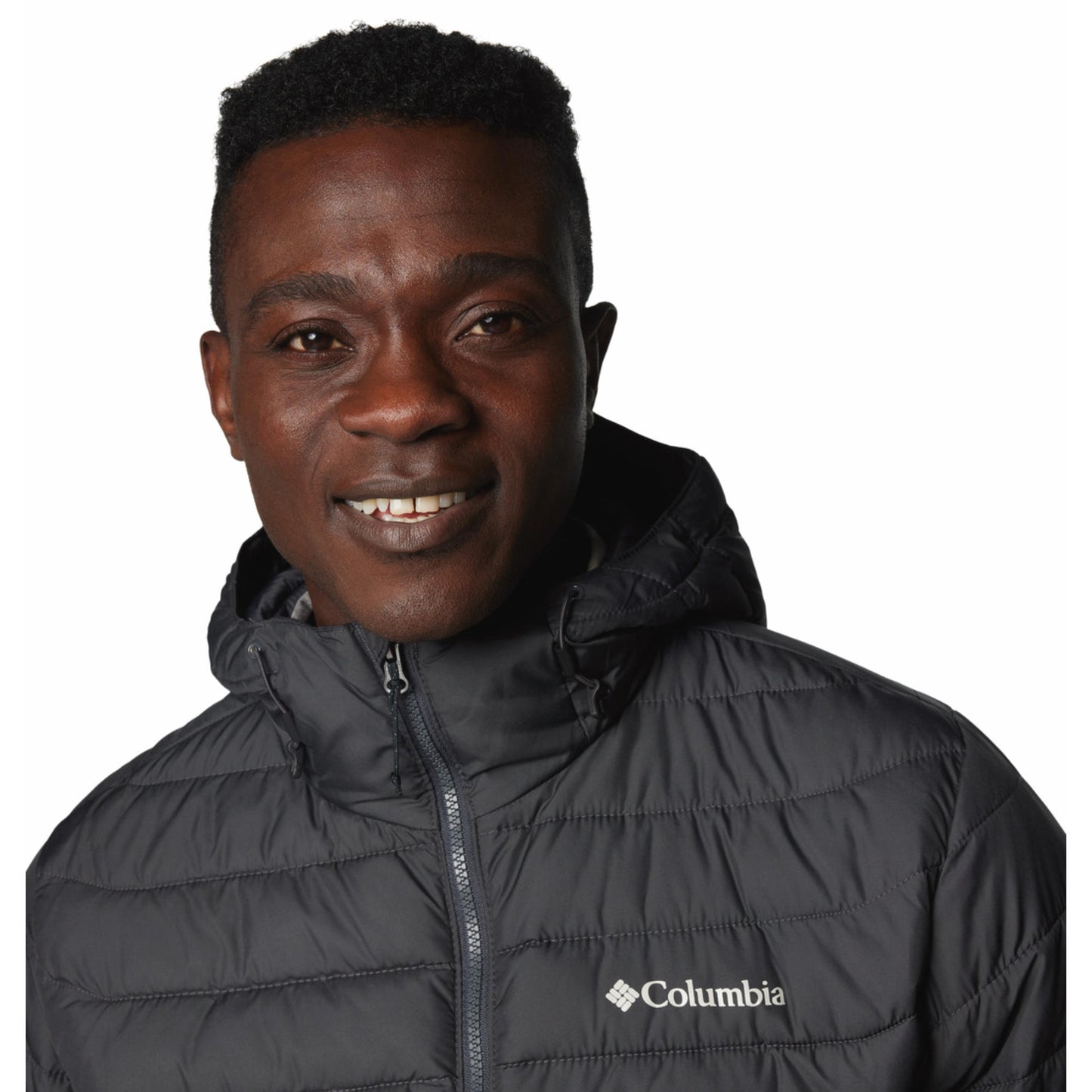 Columbia Men Grey Omni-Heat Reflective Powder Lite II Hooded Down Jacket