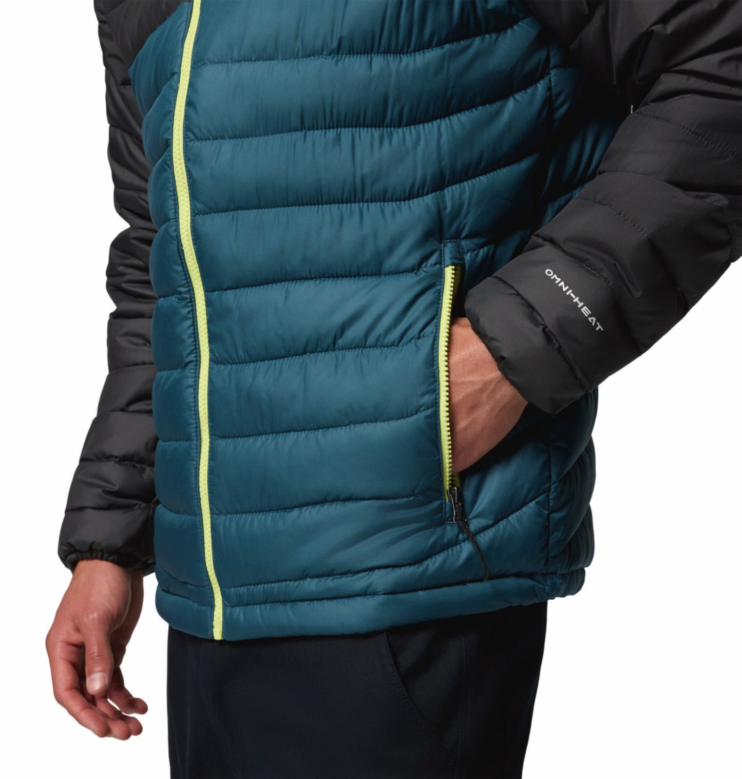 Columbia Men Blue Omni-Heat Reflective Powder Lite II Hooded Down Jacket