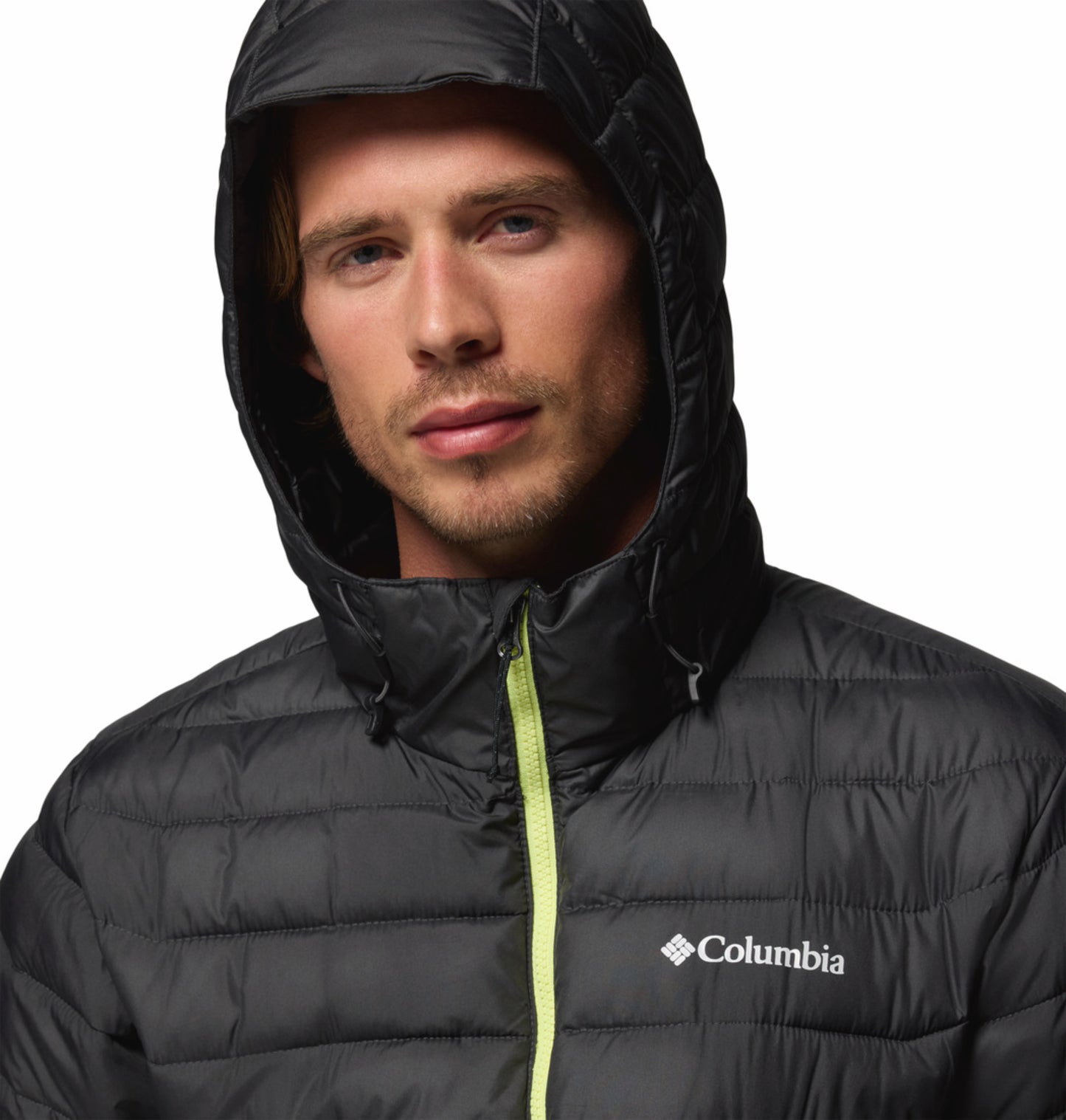 Columbia Men Blue Omni-Heat Reflective Powder Lite II Hooded Down Jacket