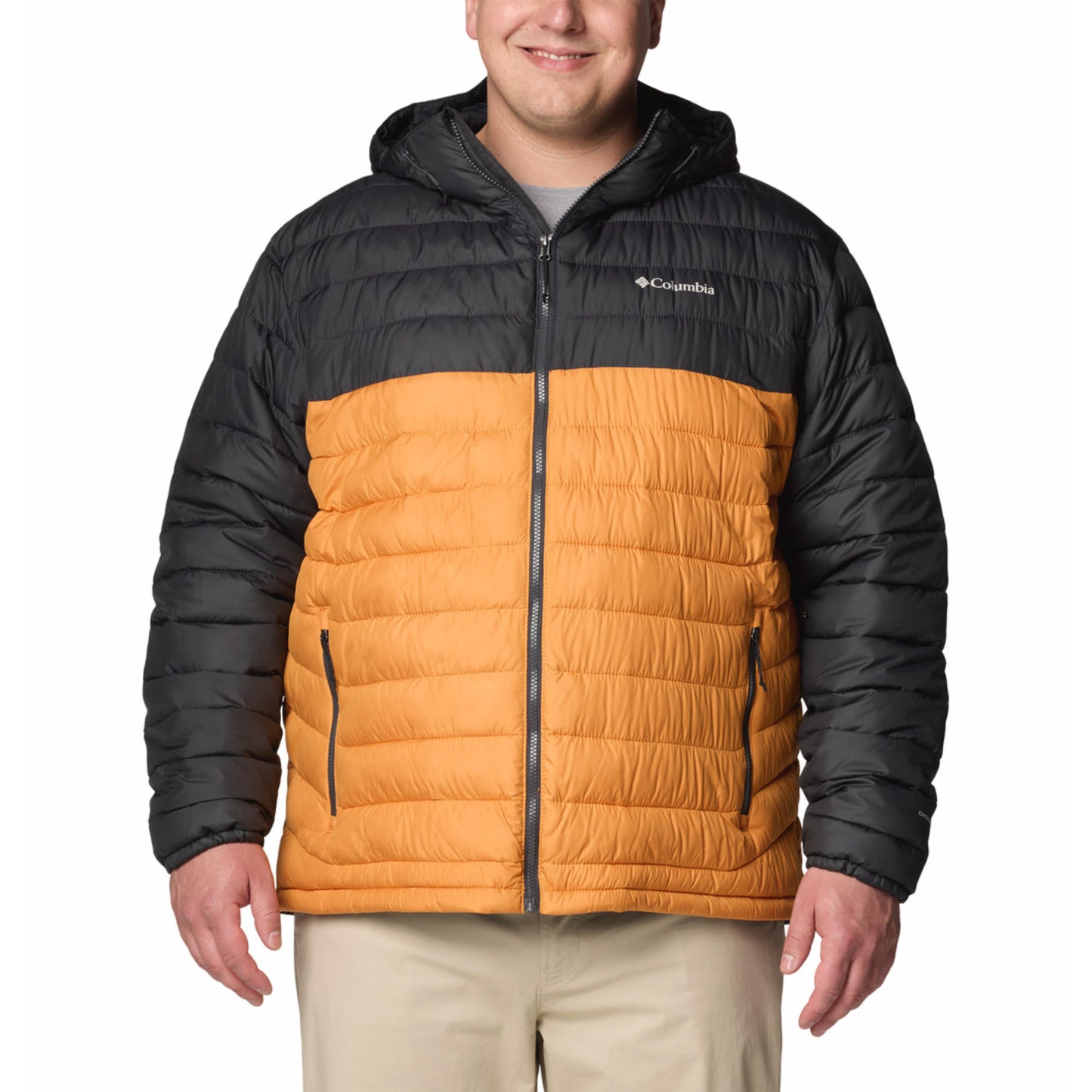 Columbia Men Orange Omni-Heat Reflective Powder Lite II Hooded Down Jacket