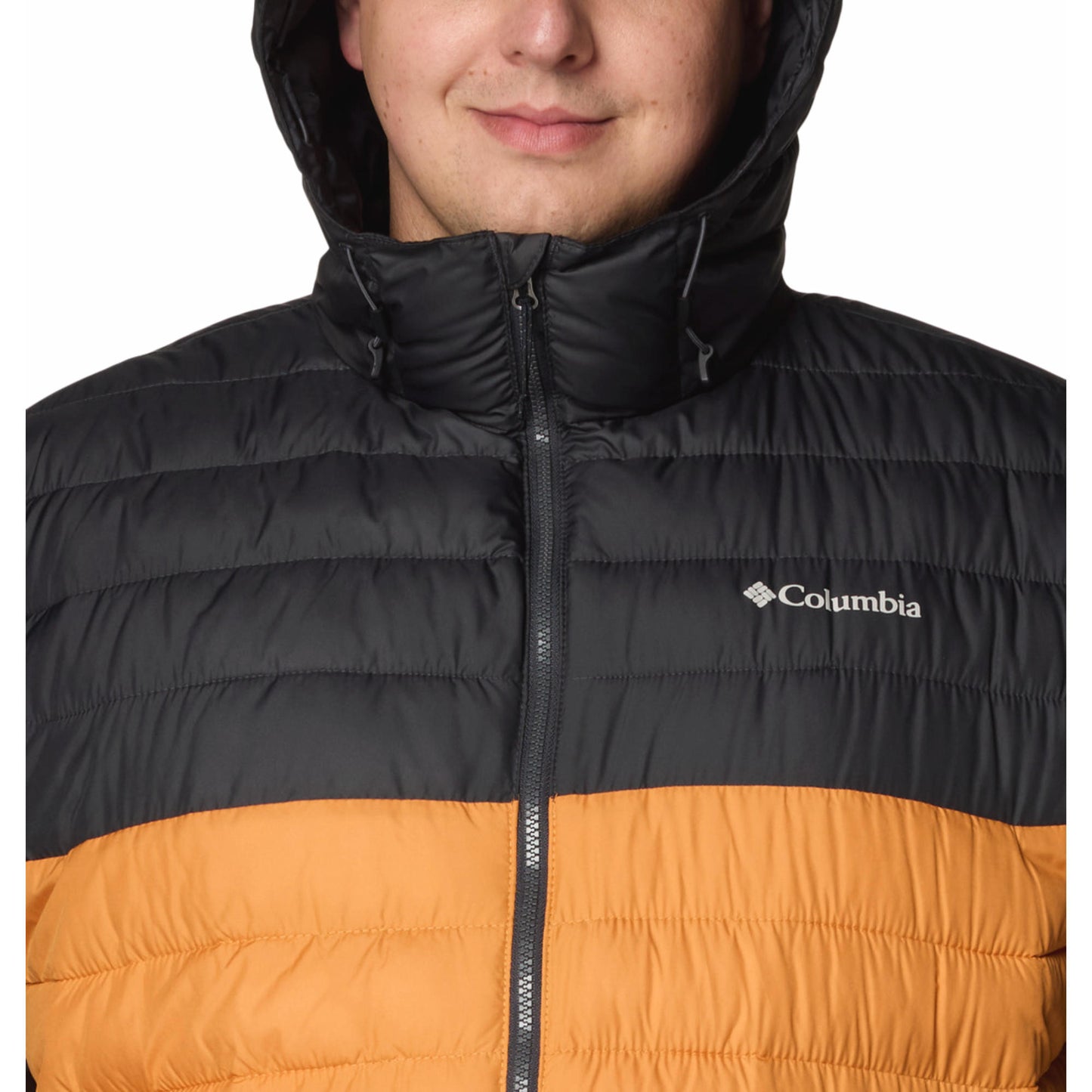 Columbia Men Orange Omni-Heat Reflective Powder Lite II Hooded Down Jacket
