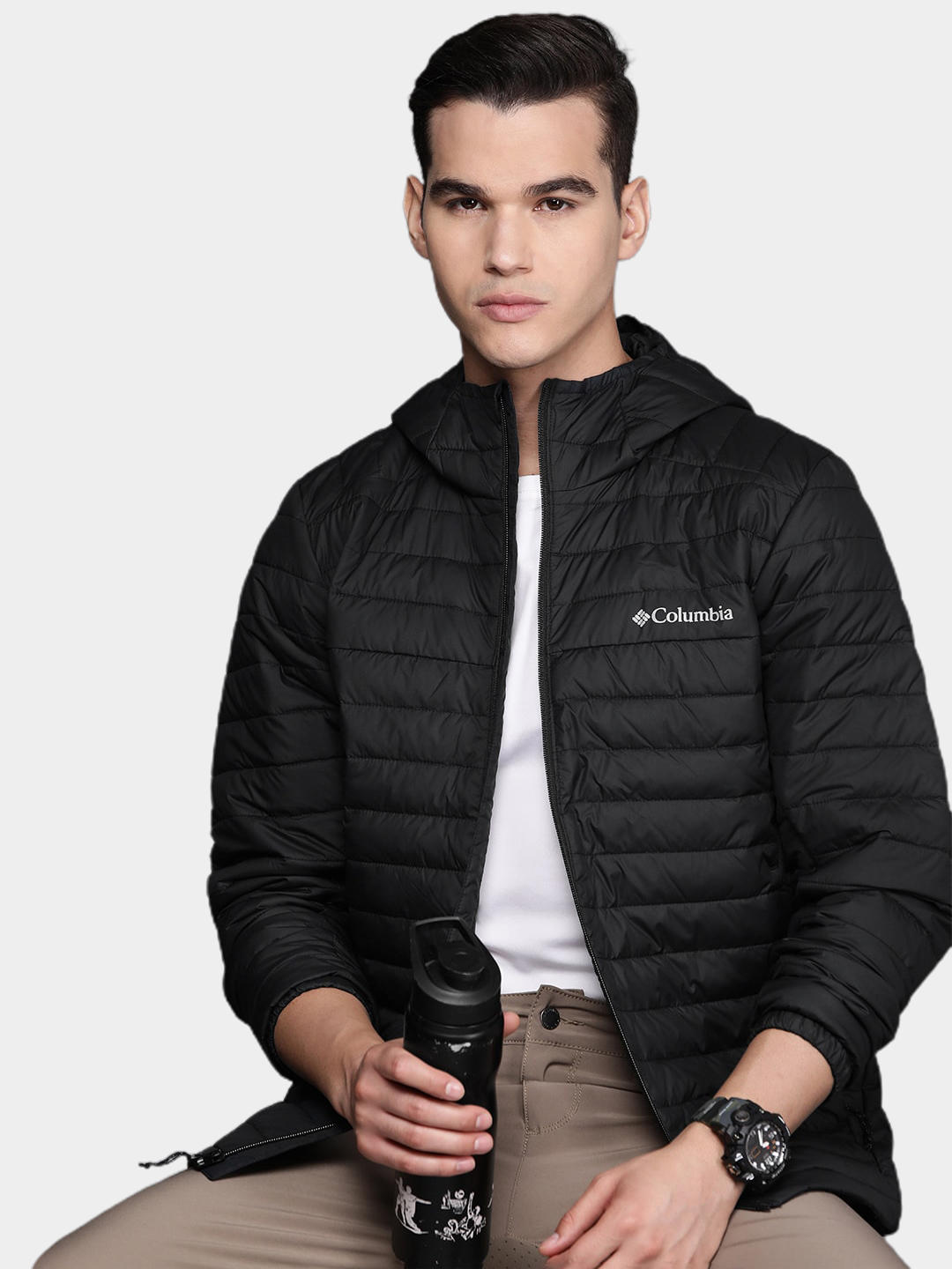 Columbia Men Black Silver Falls Hooded Jacket