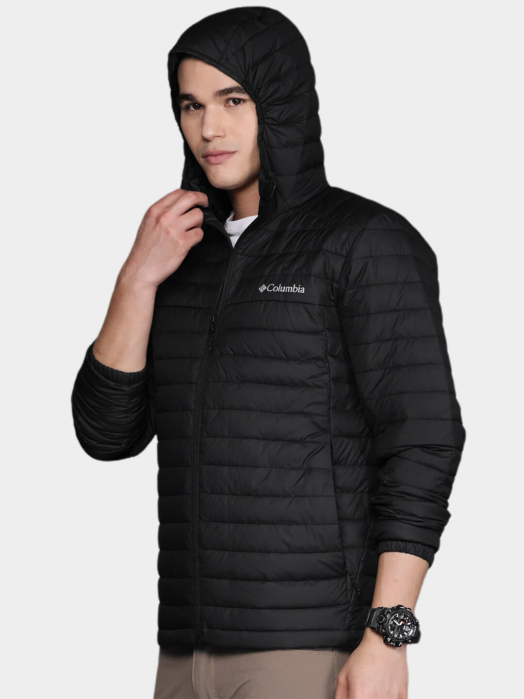 Columbia Men Black Silver Falls Hooded Jacket