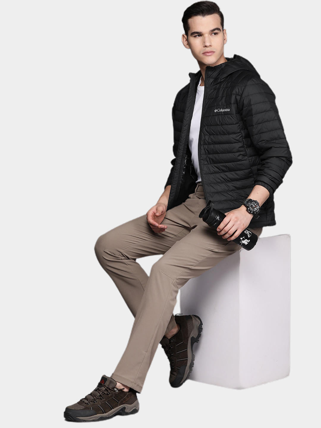 Columbia Men Black Silver Falls Hooded Jacket