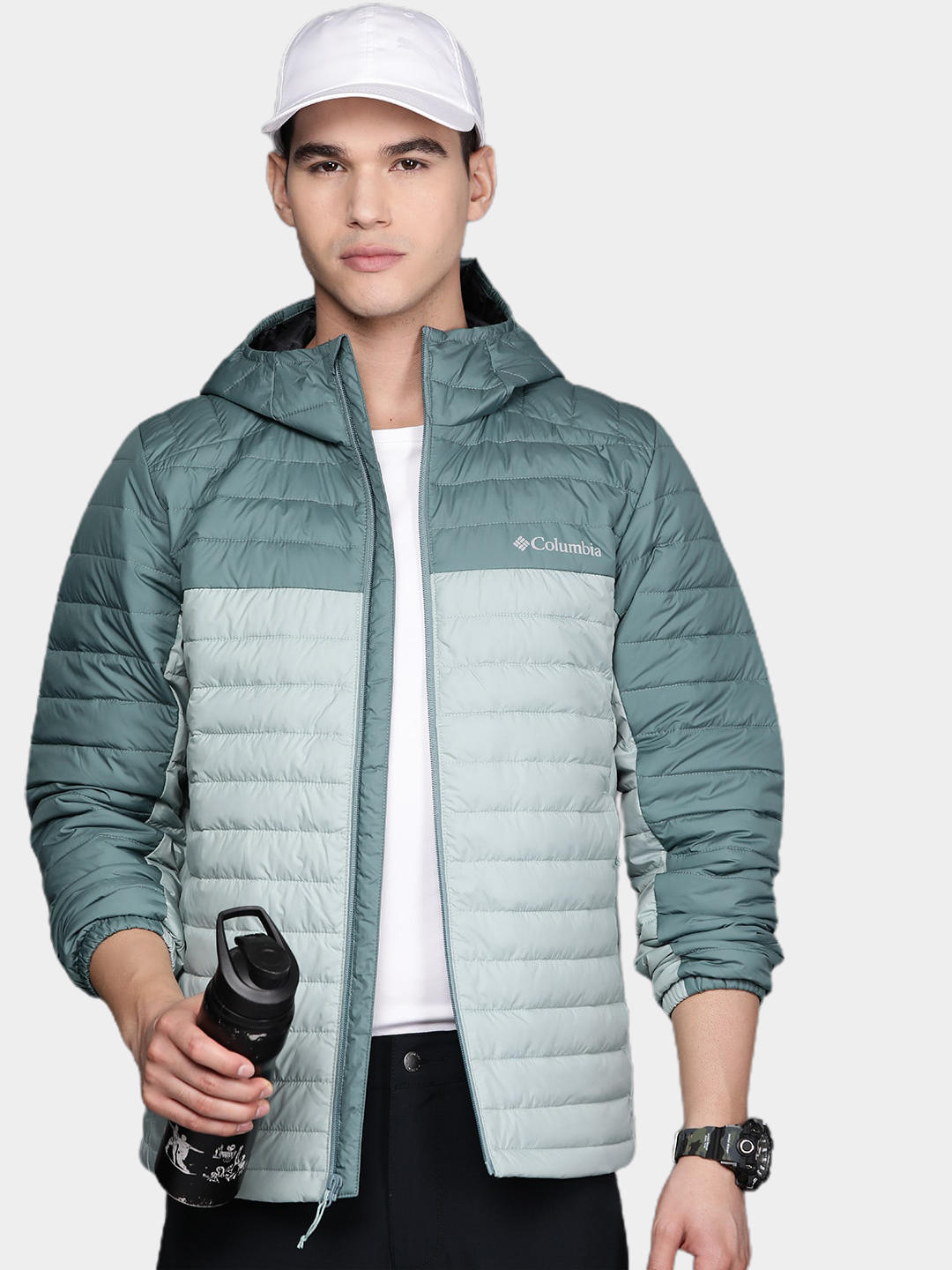 Columbia Men Green Silver Falls Hooded Jacket