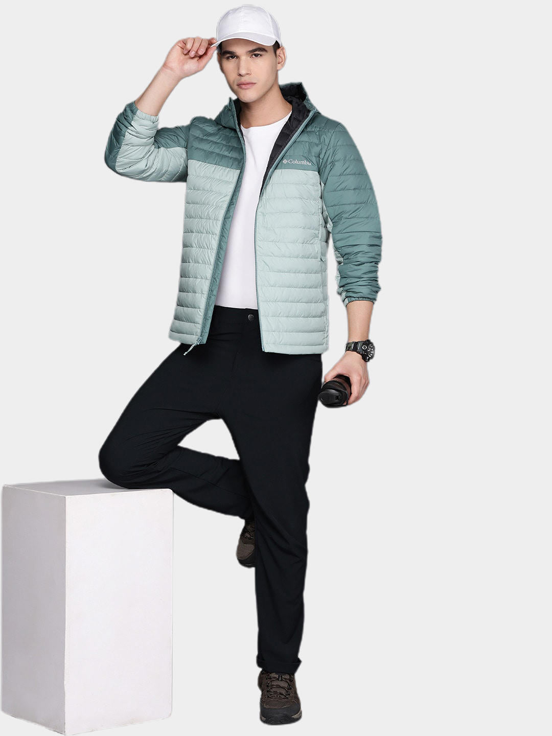 Columbia Men Green Silver Falls Hooded Jacket