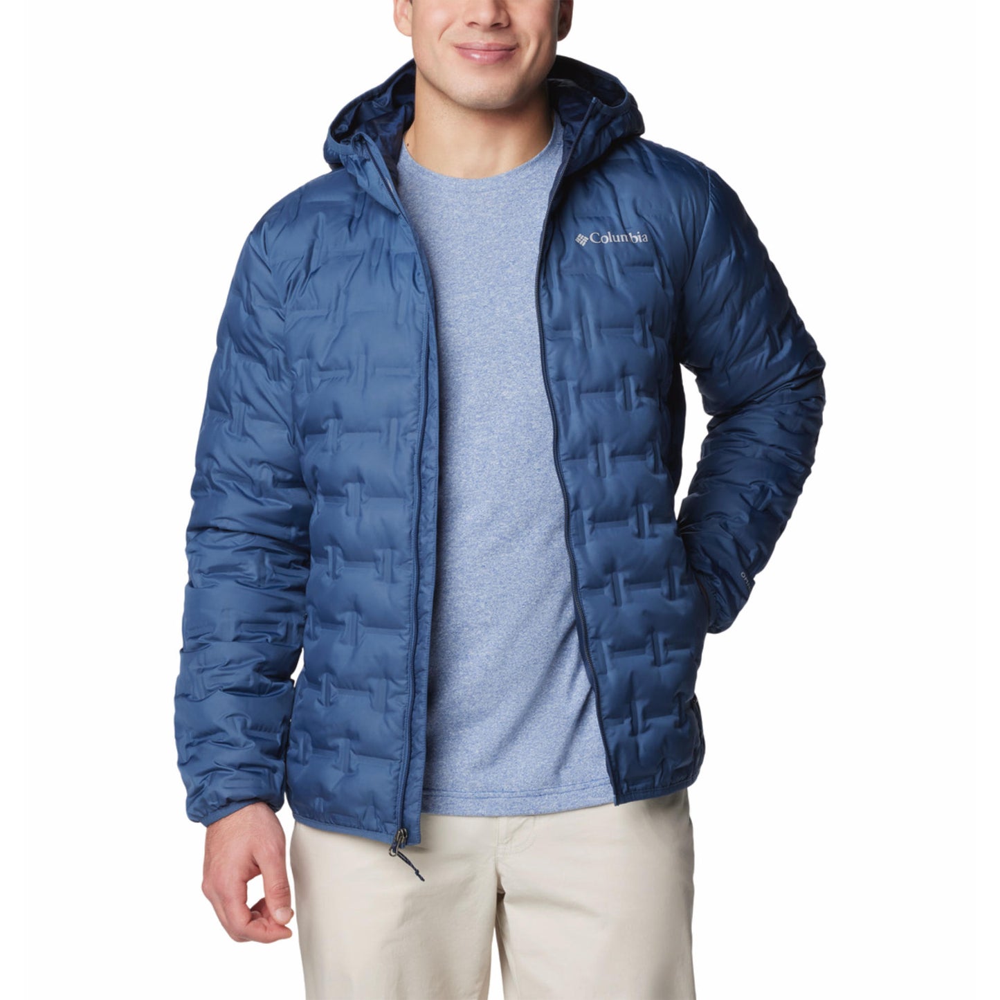 Columbia Men Blue Delta Ridge II Down Hooded Jacket