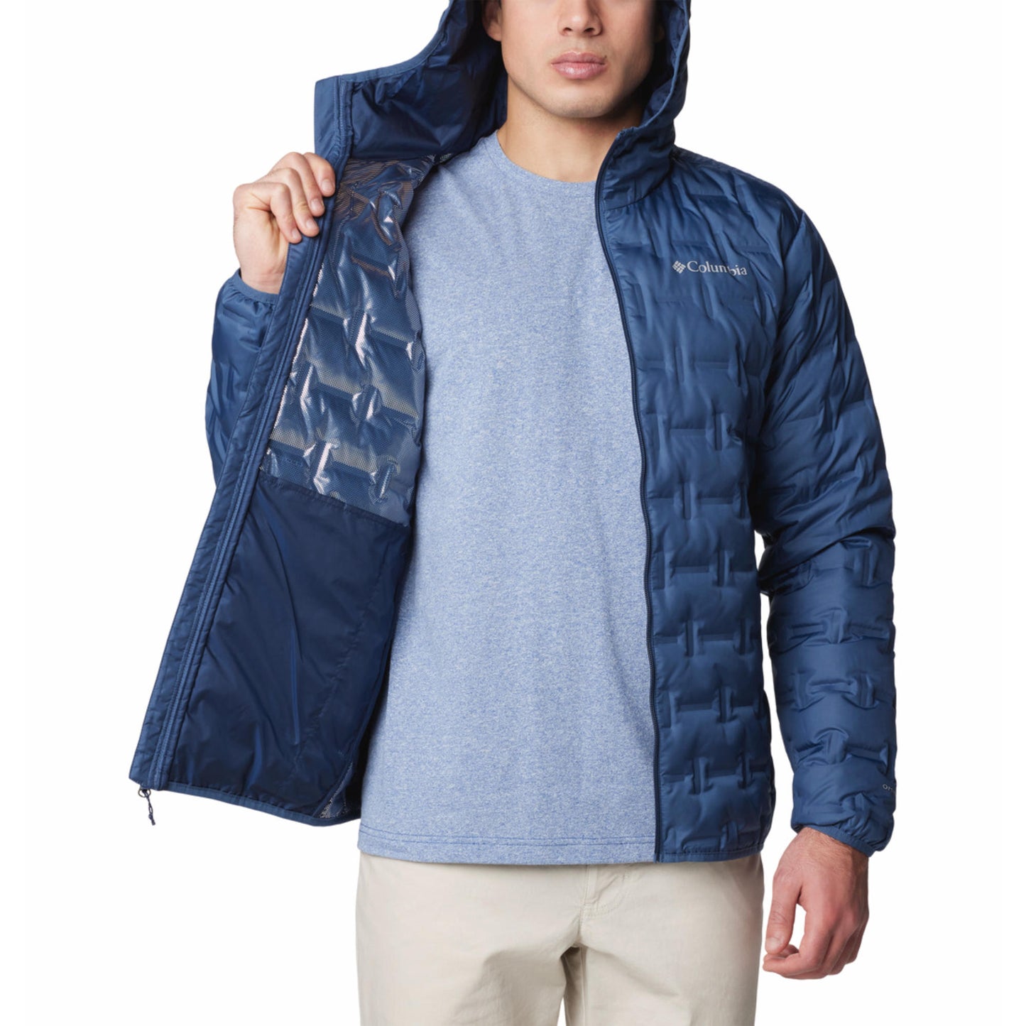 Columbia Men Blue Delta Ridge II Down Hooded Jacket