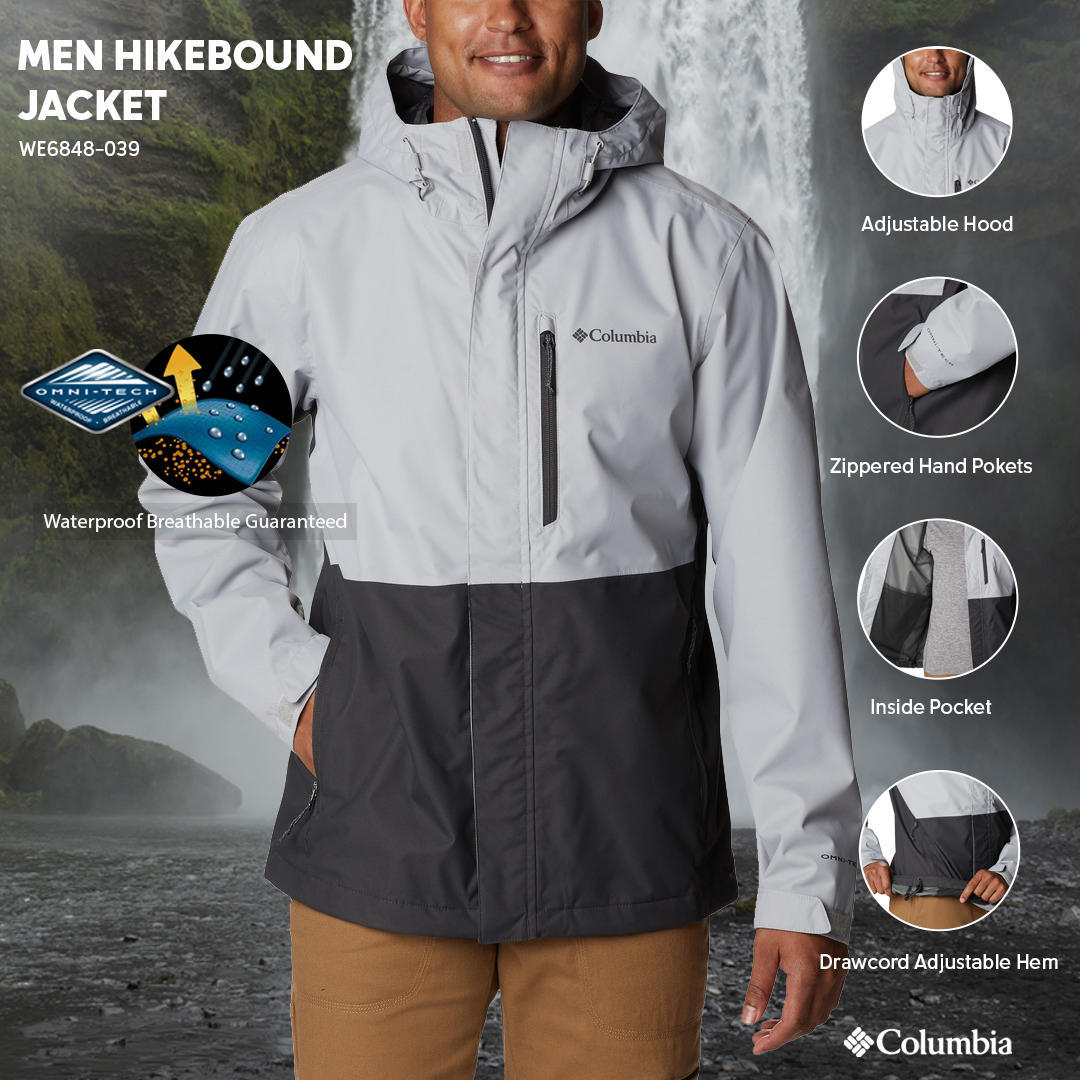 Columbia Men Grey Hikebound Rain Jacket