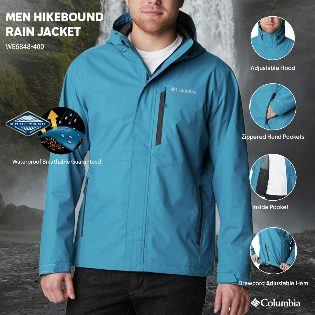 Columbia Men Blue Hikebound Rain Jacket