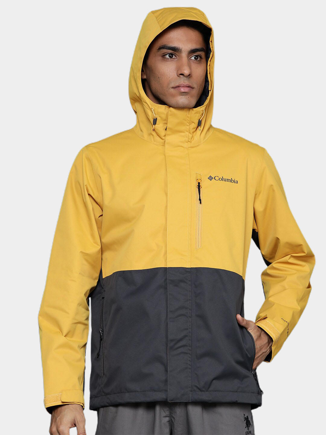 Columbia Men Yellow Hikebound Rain Jacket