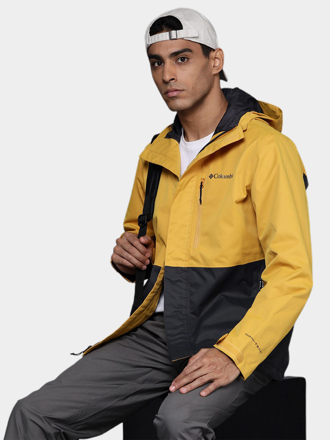 Columbia Men Yellow Hikebound Rain Jacket