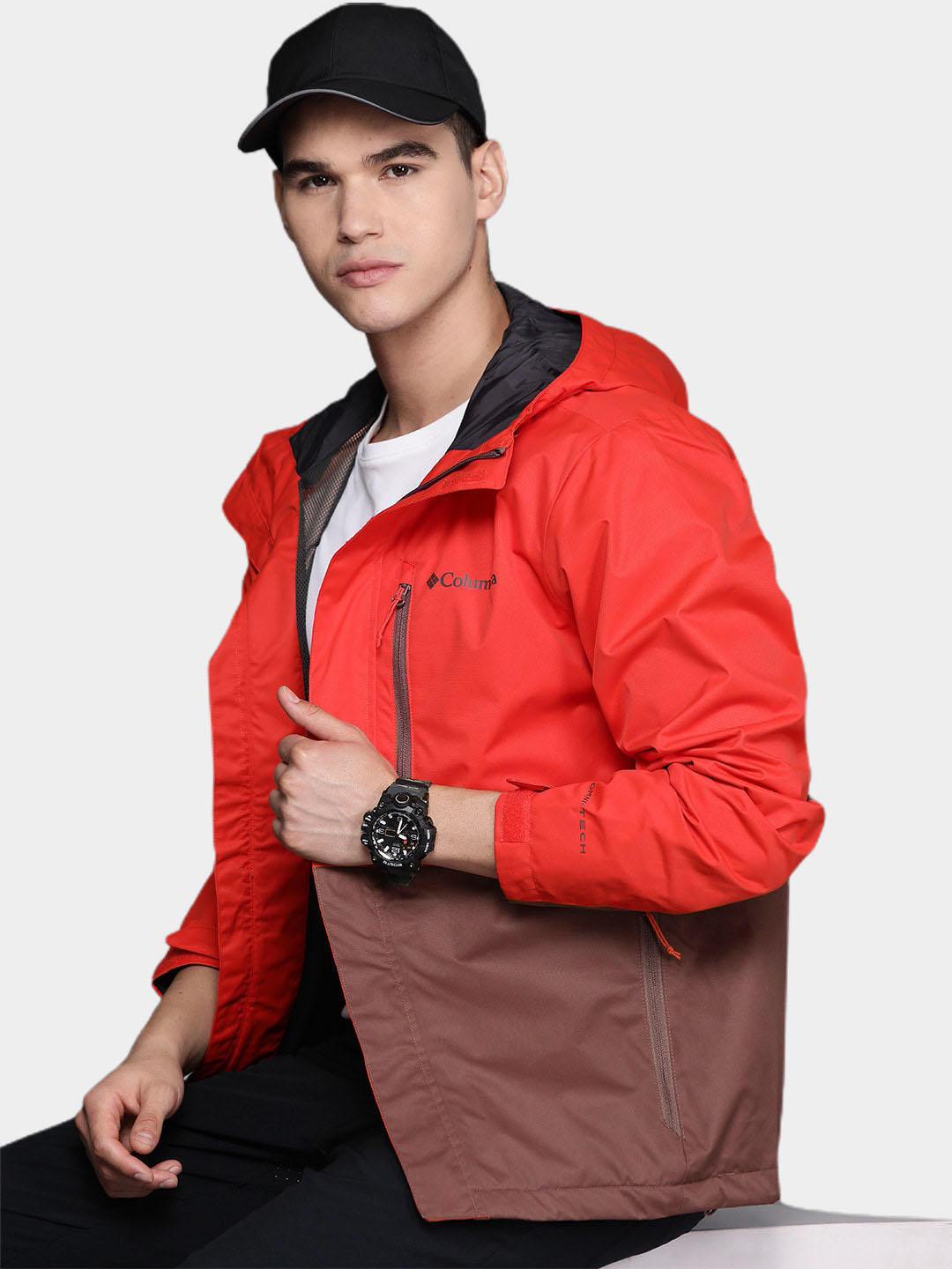 Columbia Men Orange Hikebound Rain Jacket