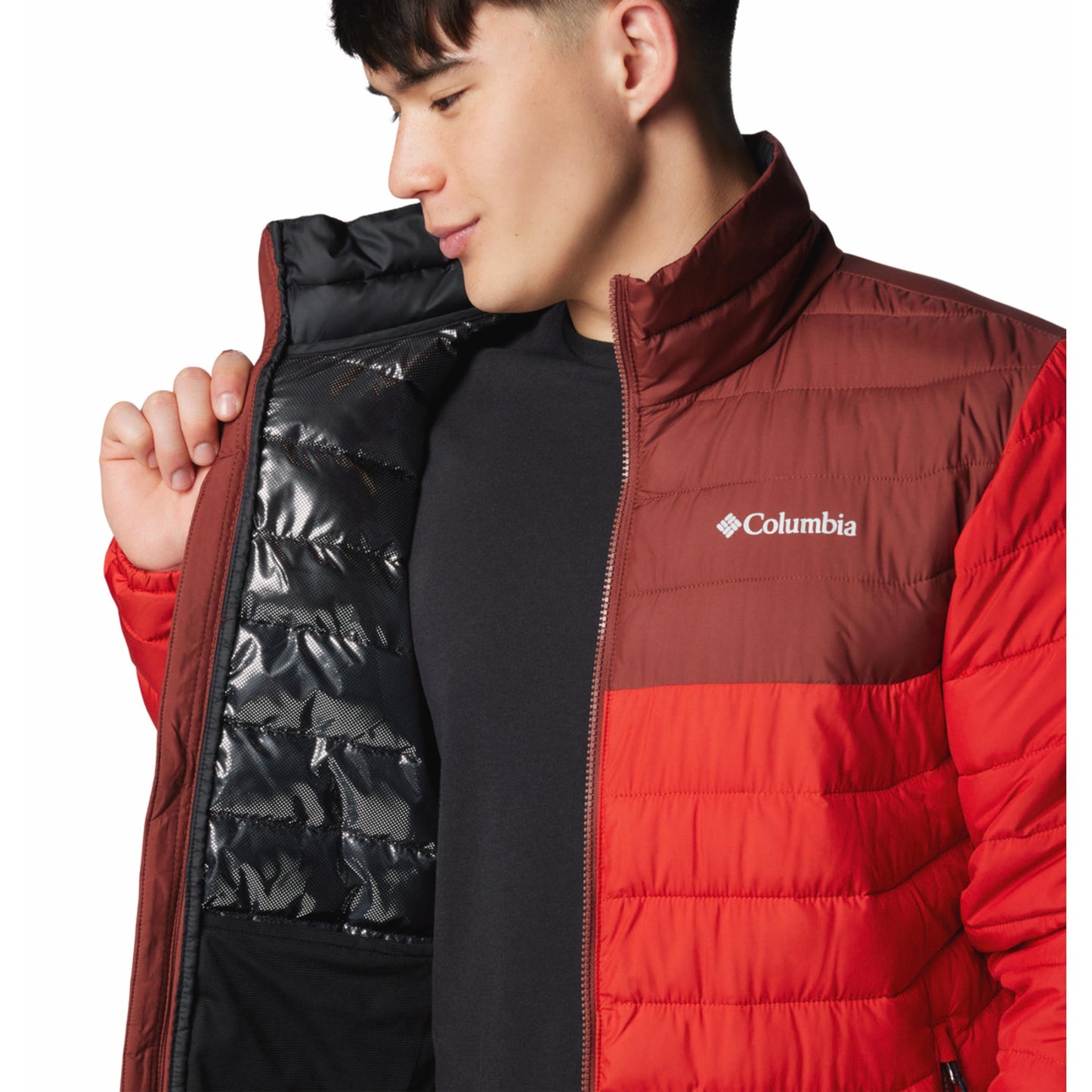 Columbia Men Red Omni-Heat Reflective Powder Lite II Down Jacket