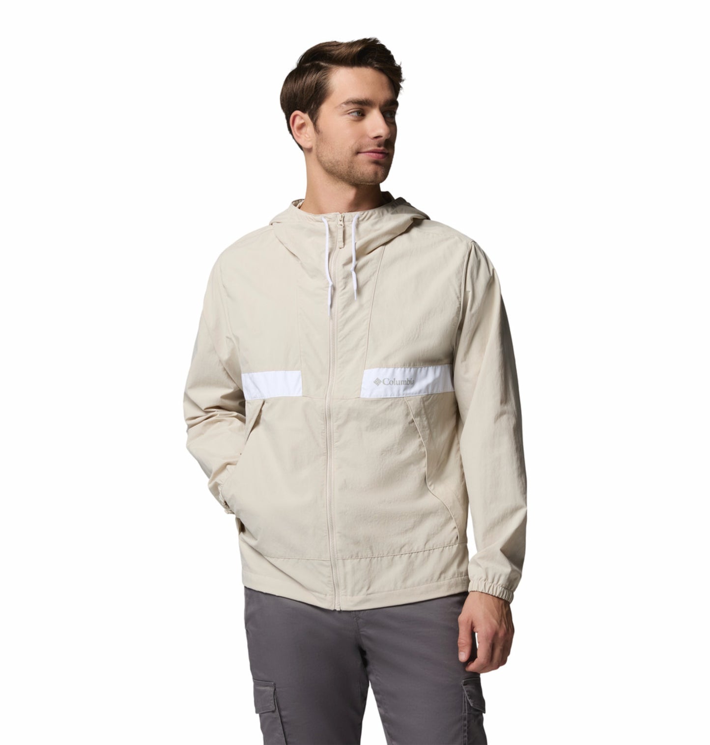 Columbia Men’s Beige Omni-Shade Spire Valley Windbreaker Jacket