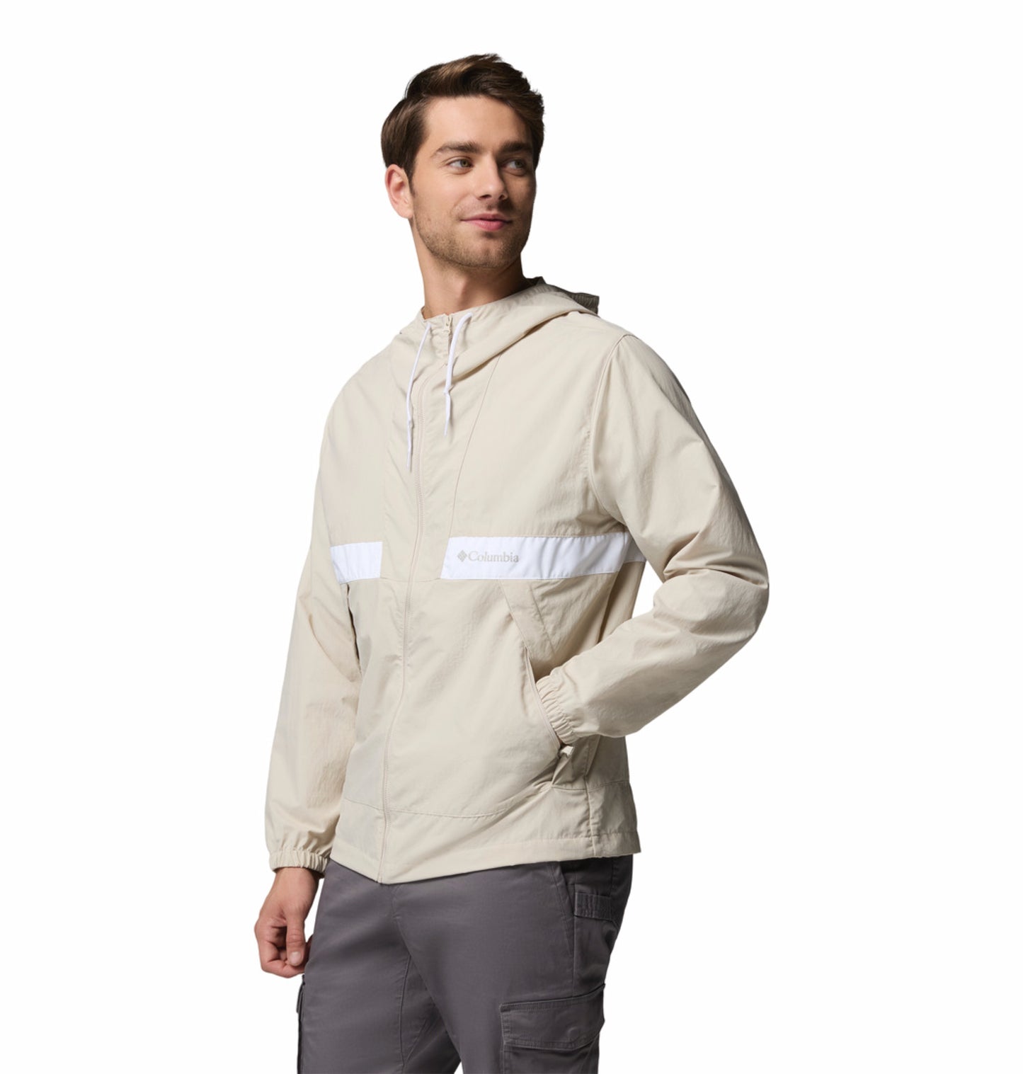 Columbia Men’s Beige Omni-Shade Spire Valley Windbreaker Jacket