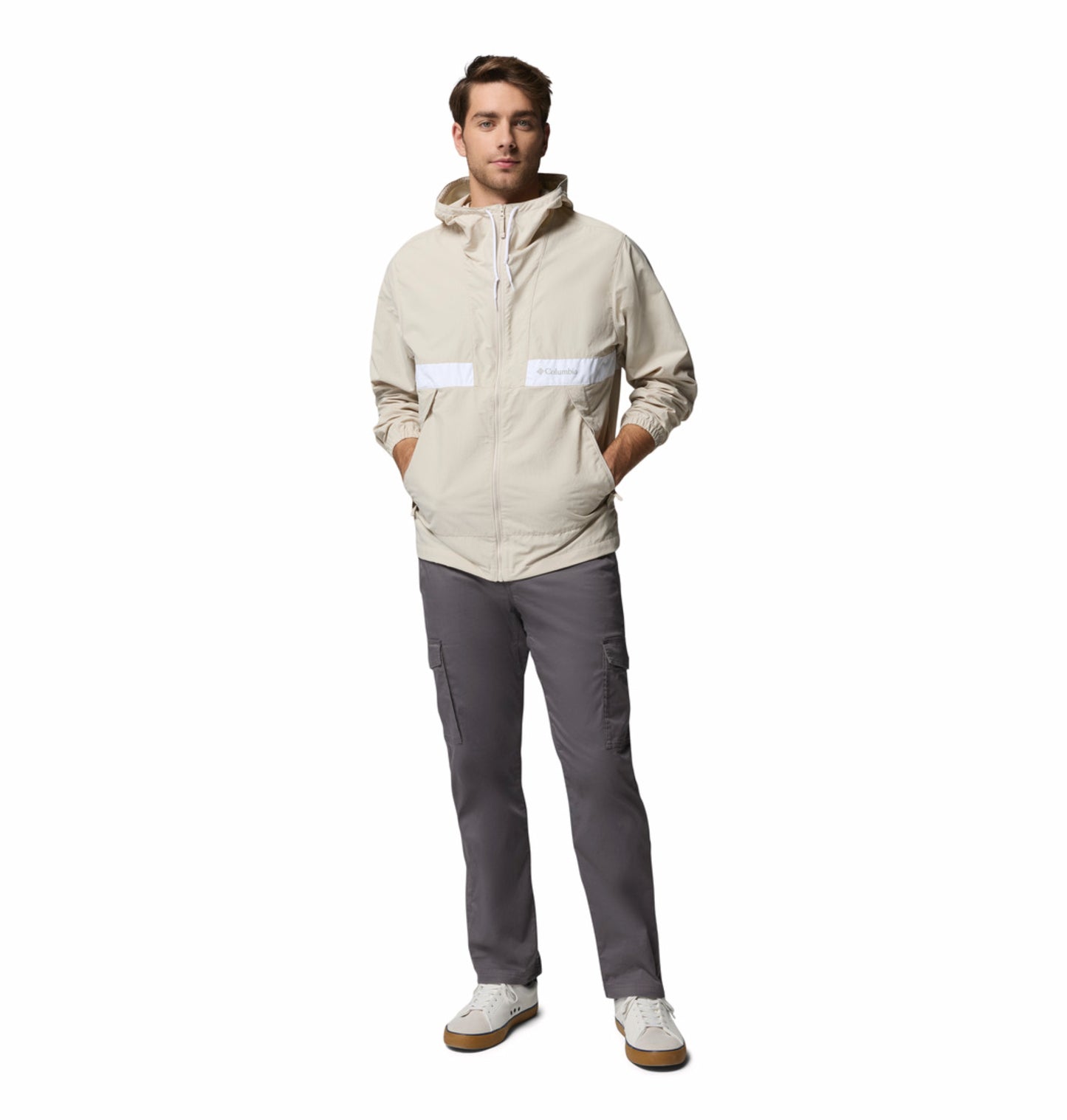 Columbia Men’s Beige Omni-Shade Spire Valley Windbreaker Jacket