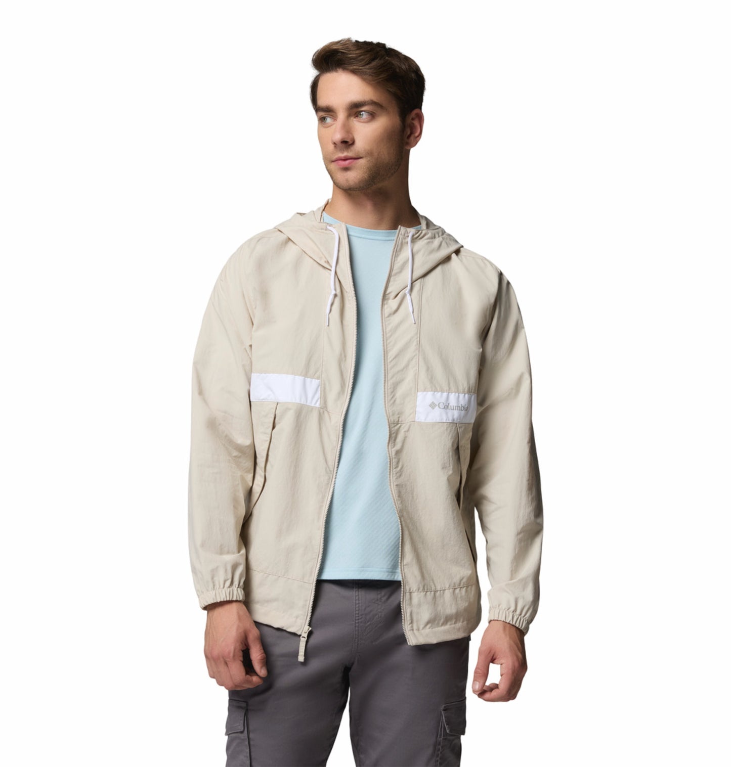Columbia Men’s Beige Omni-Shade Spire Valley Windbreaker Jacket