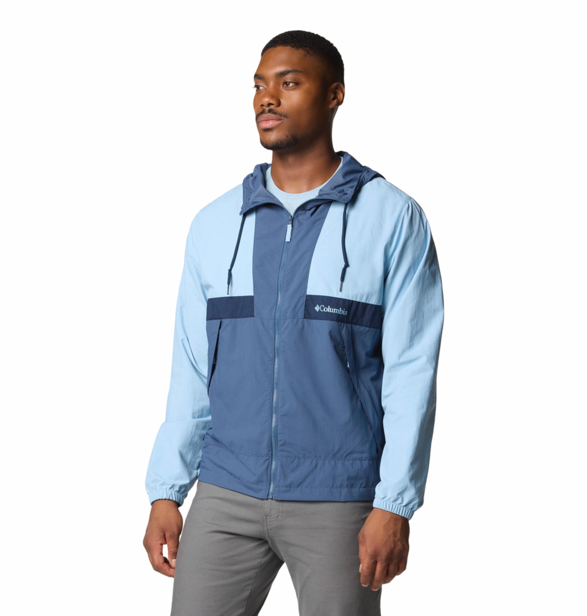 Columbia Men Blue Spire Valley Hooded Windbreaker (Sun Protection