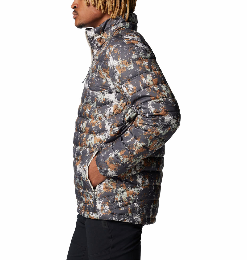 Columbia Mens Brown Powder Lite II Printed Jacket