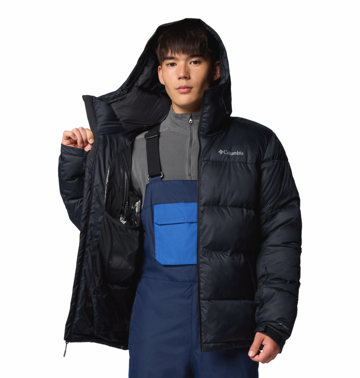Columbia Men Black Omni-Heat Reflective Slope Style Hooded Down Jacket