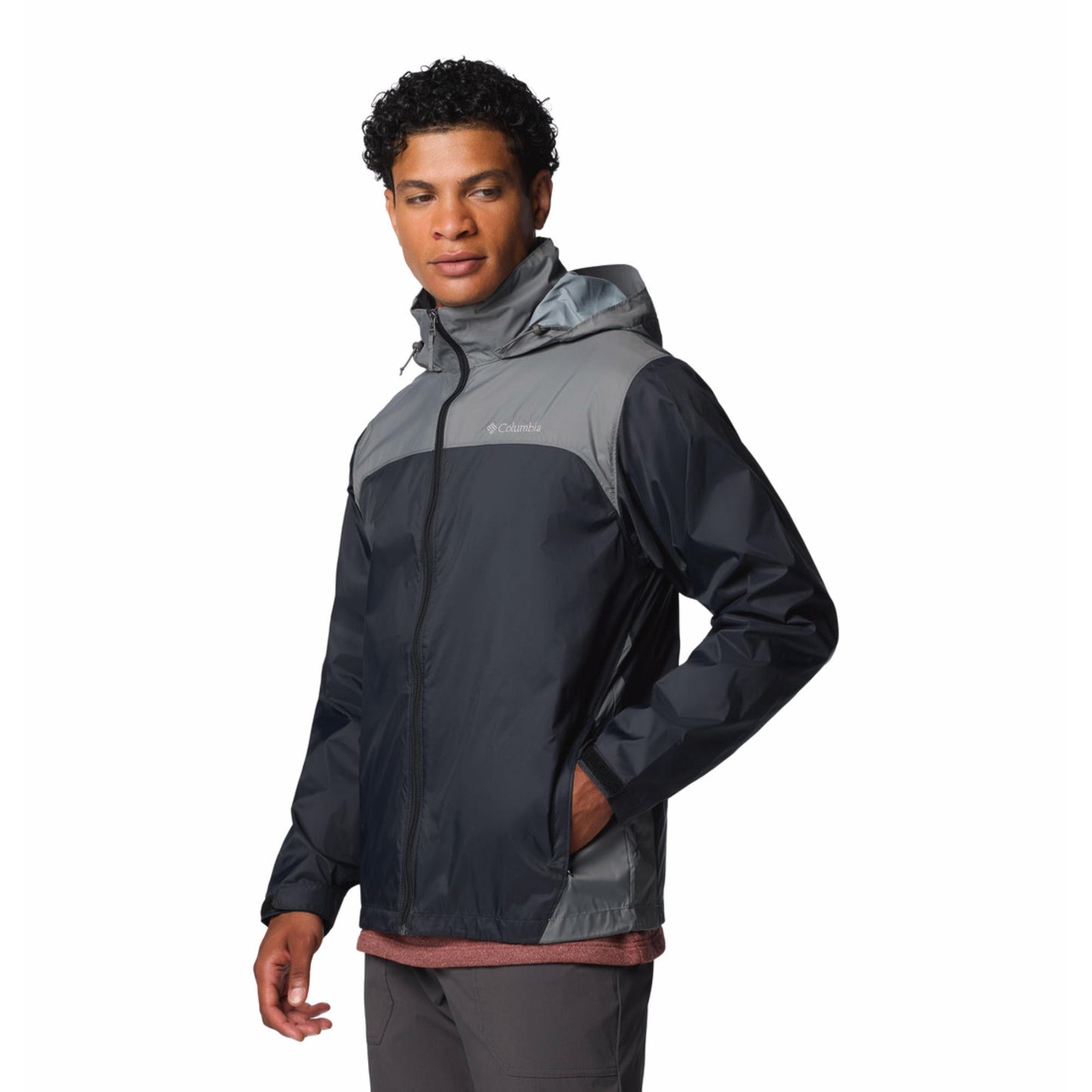 Columbia Men Black Glennaker Lake II Hooded Water Repellent Jacket