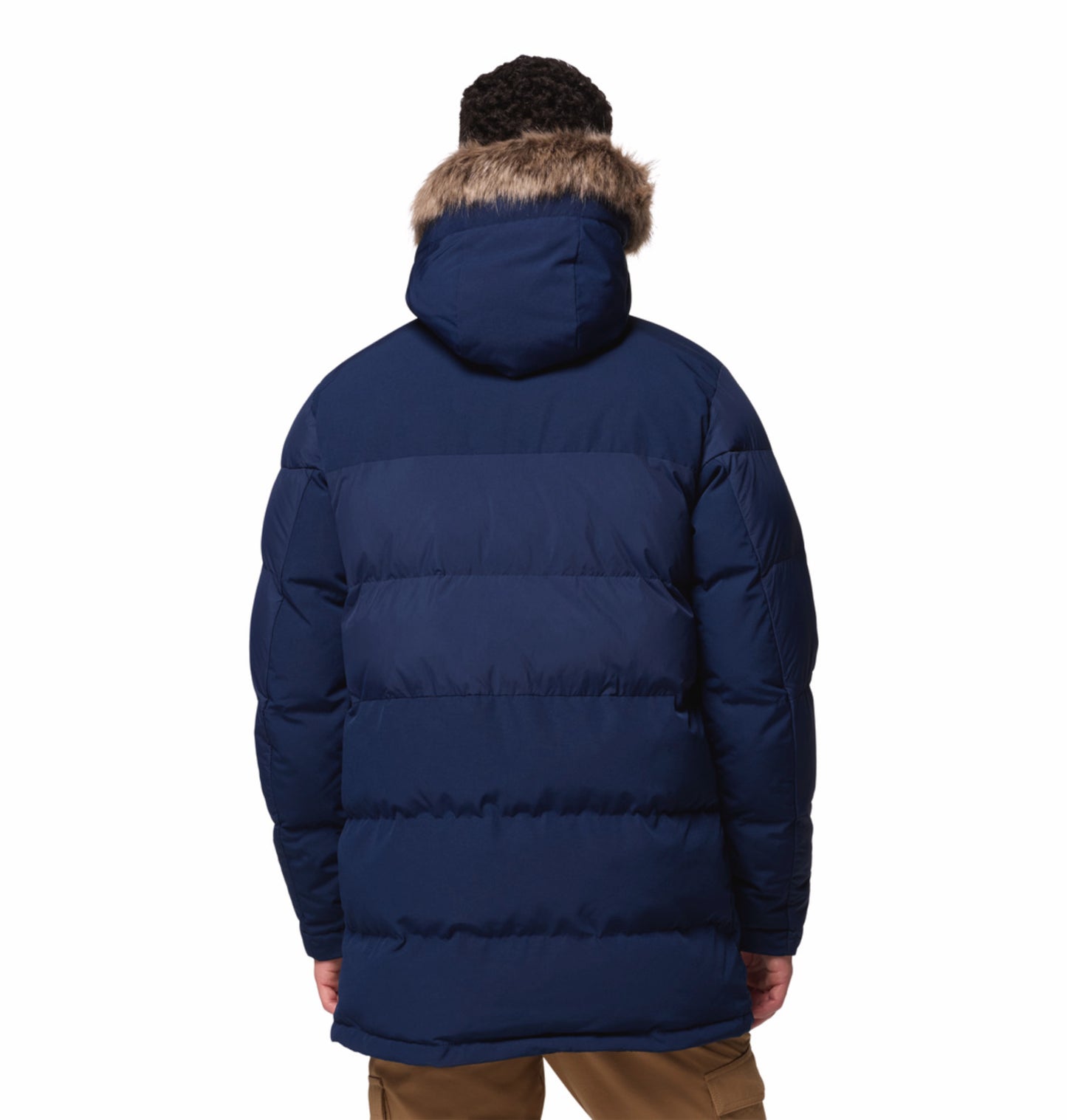 Columbia Men Navy Blue Omni-Heat Inifnity Marquam Peak Fusion II Parka Hooded Down Jacket